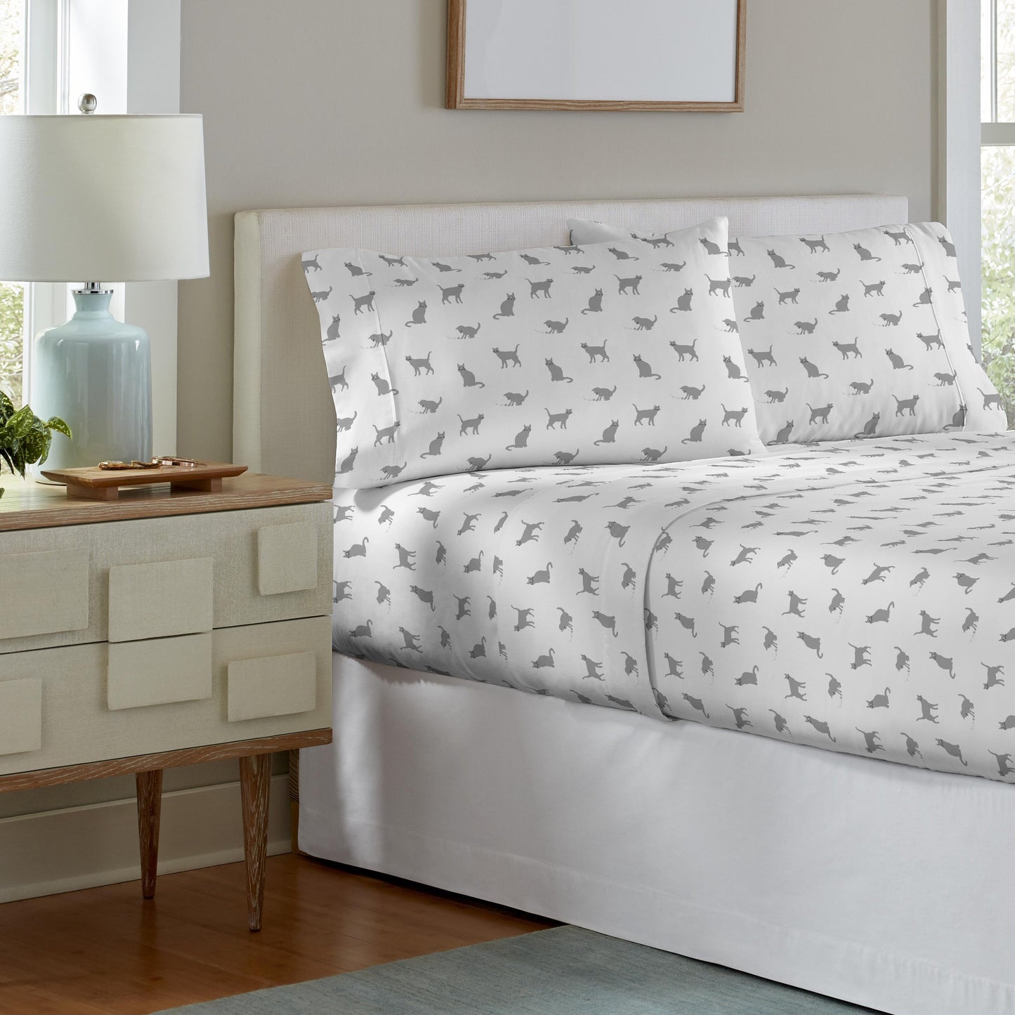 Pointehaven Printed Cotton Flannel Hemstitch Deep Pocket Bed Sheet Set