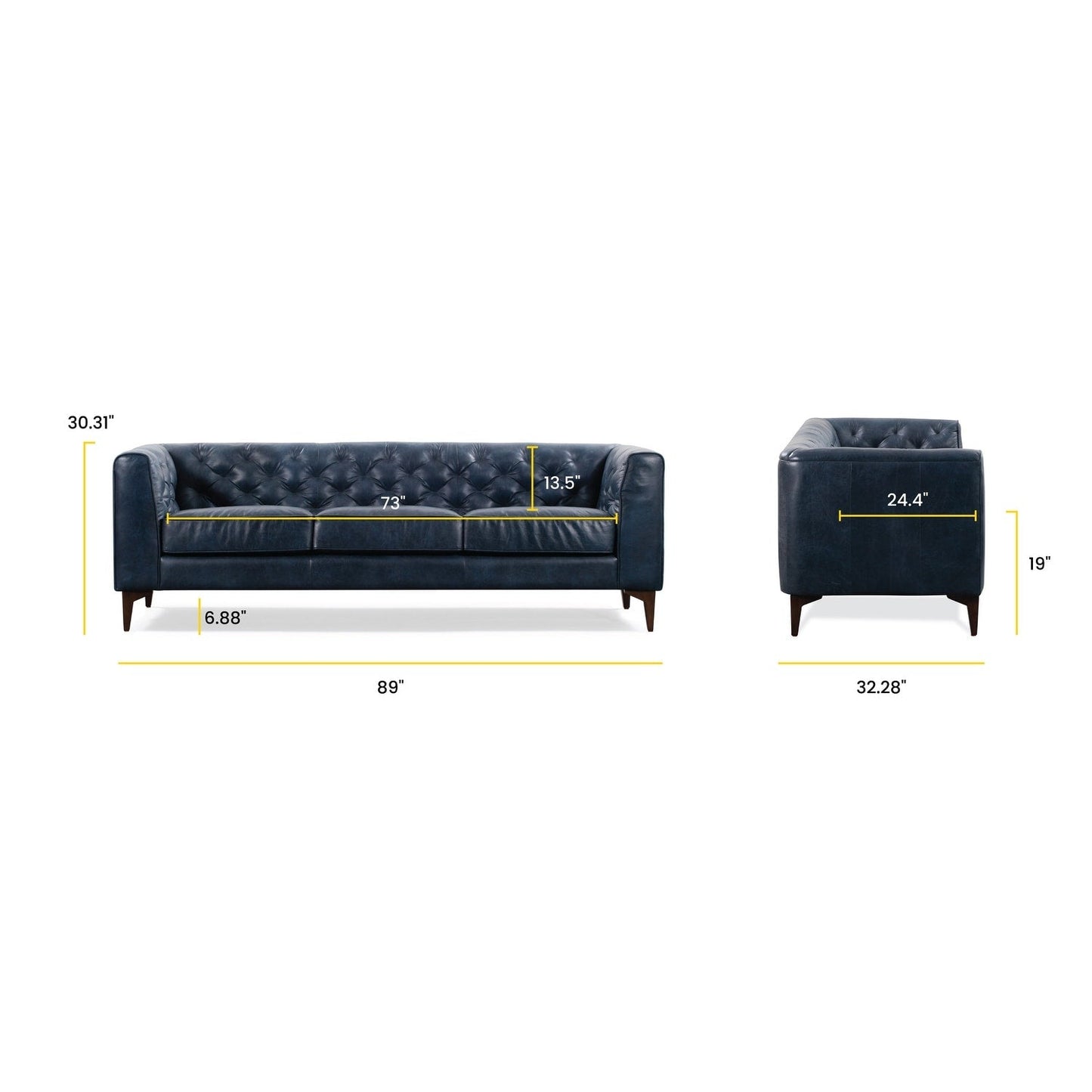 Canapé Poly & Bark Essex 89 - Cuir italien véritable pleine fleur