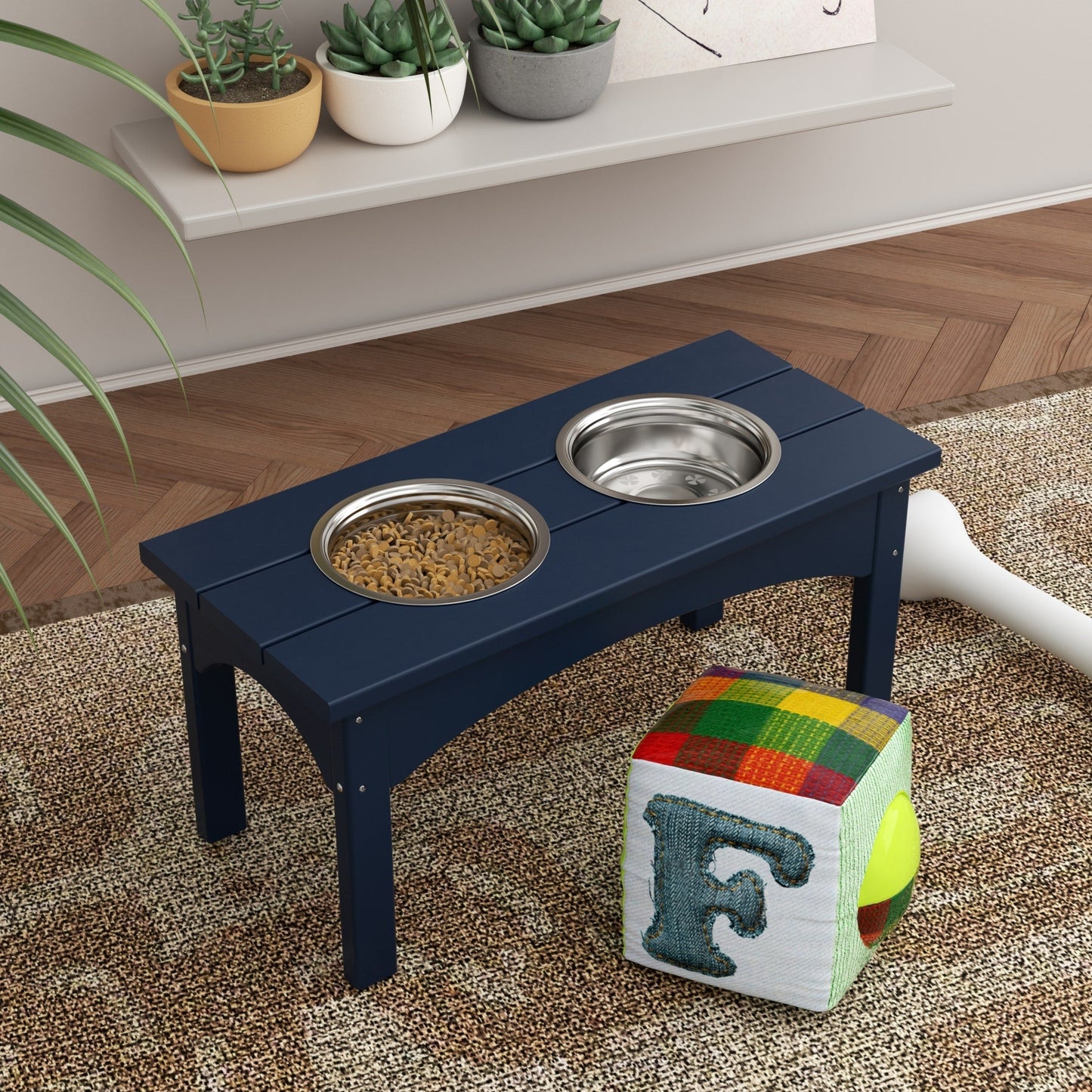Polytrends Elevated Pet Feeder with Stainless Steel Bowls - N/A