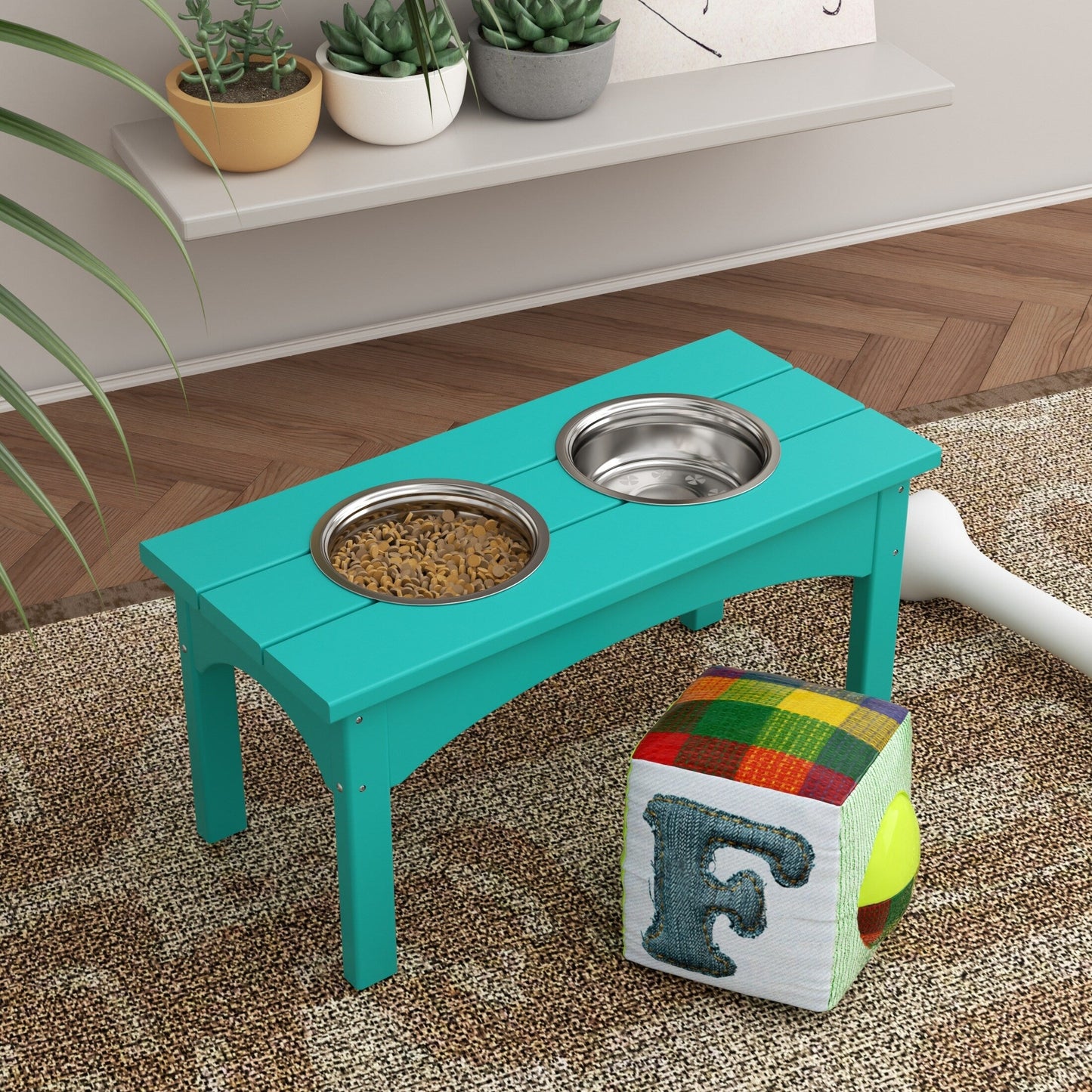 Polytrends Elevated Pet Feeder with Stainless Steel Bowls - N/A