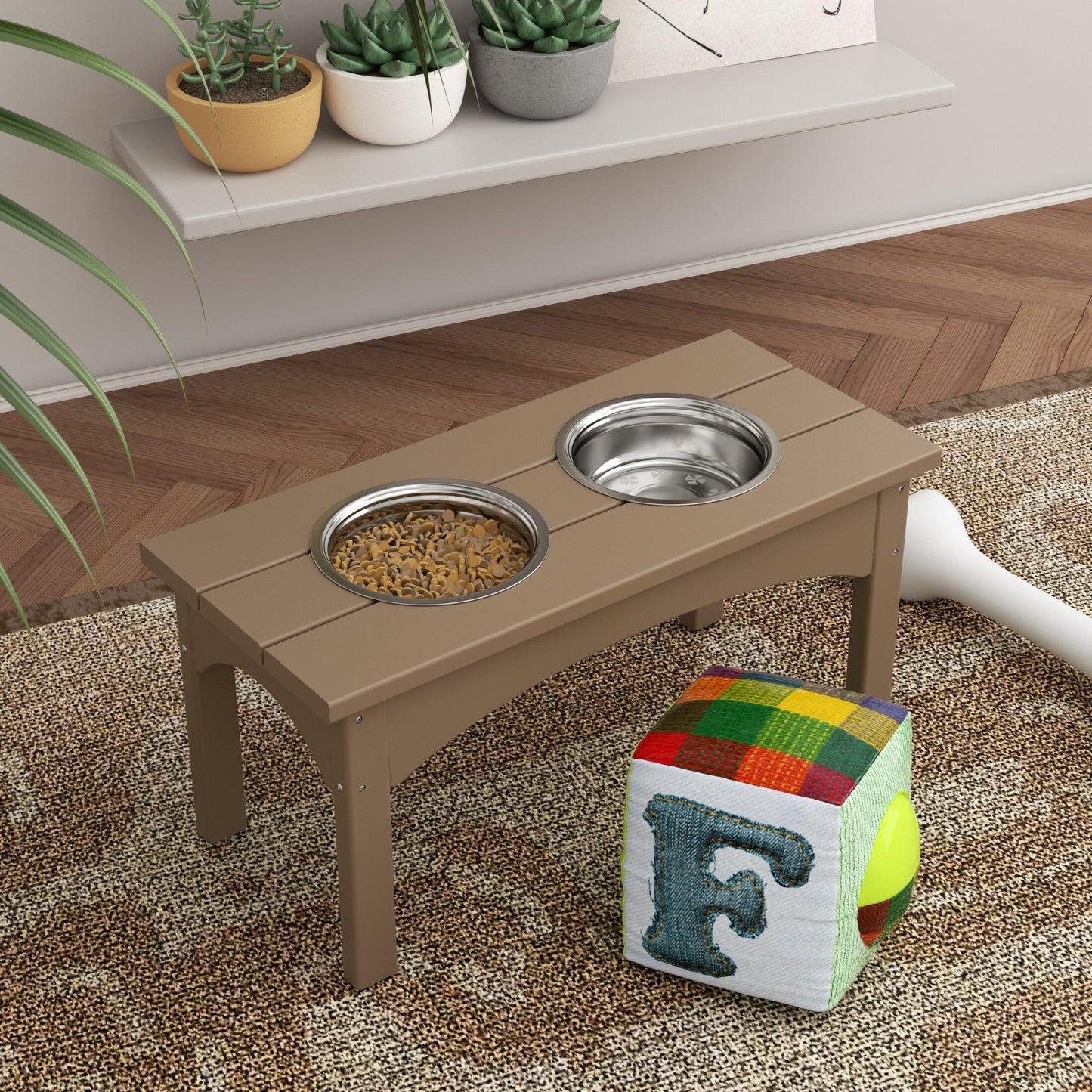 Polytrends Elevated Pet Feeder with Stainless Steel Bowls - N/A