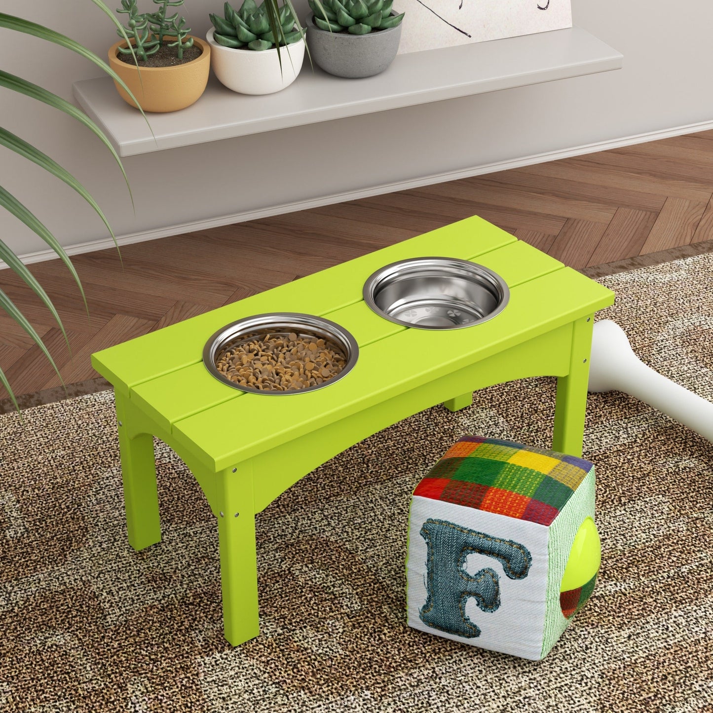 Polytrends Elevated Pet Feeder with Stainless Steel Bowls - N/A