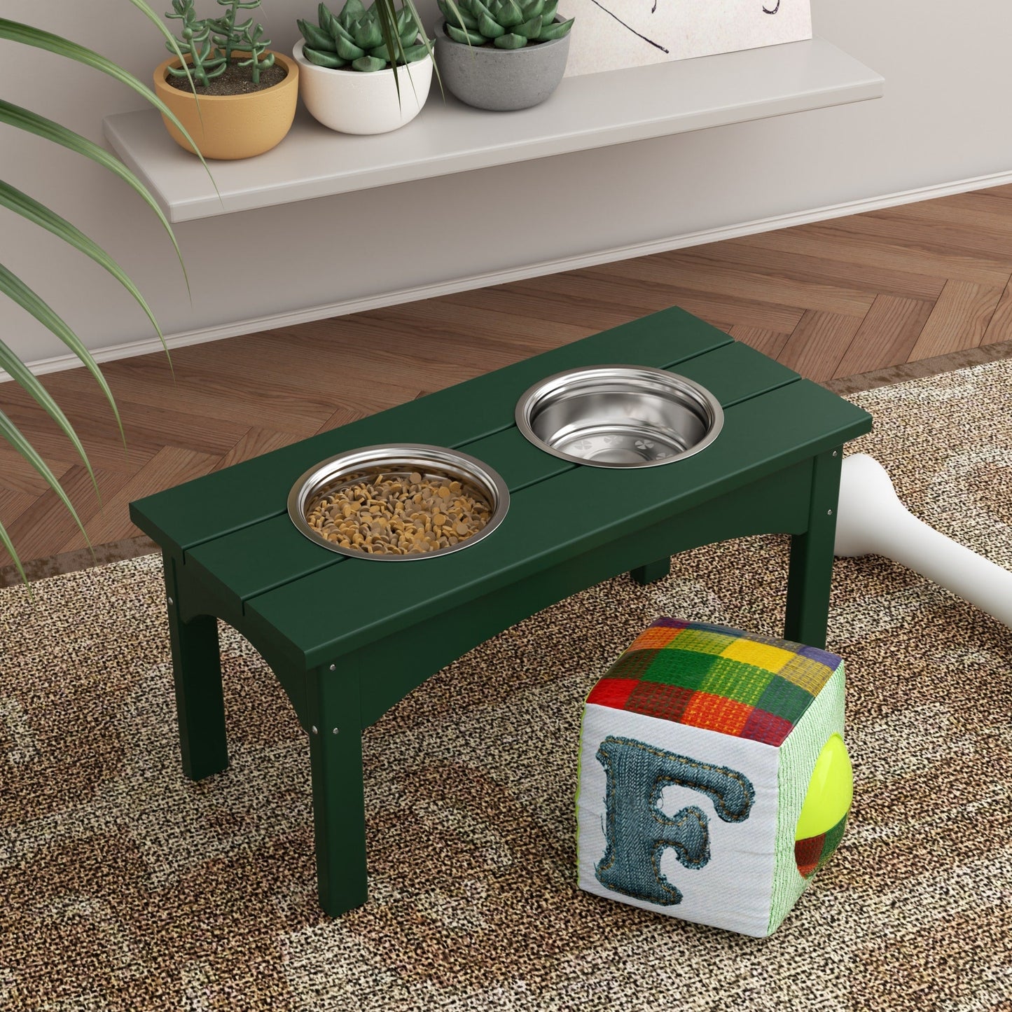 Polytrends Elevated Pet Feeder with Stainless Steel Bowls - N/A