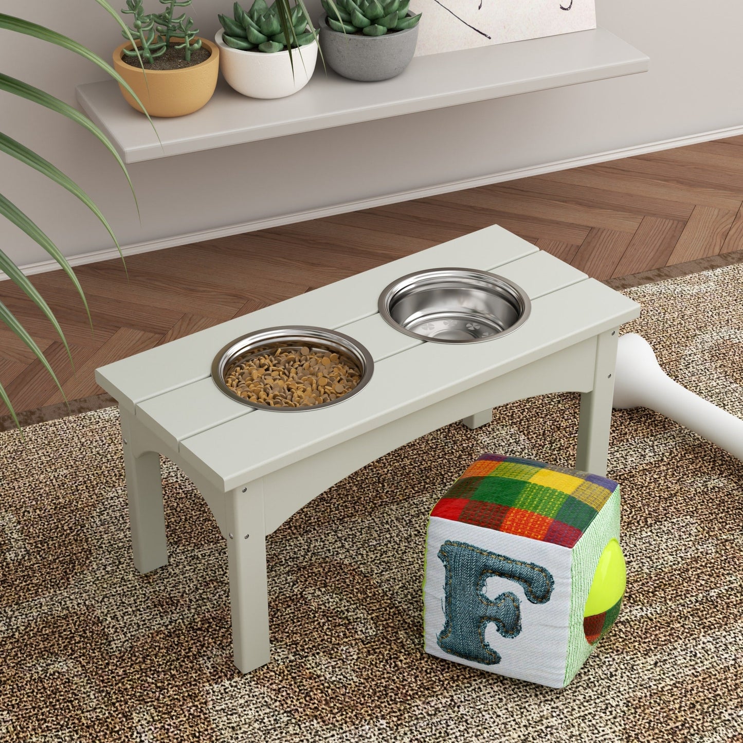 Polytrends Elevated Pet Feeder with Stainless Steel Bowls - N/A