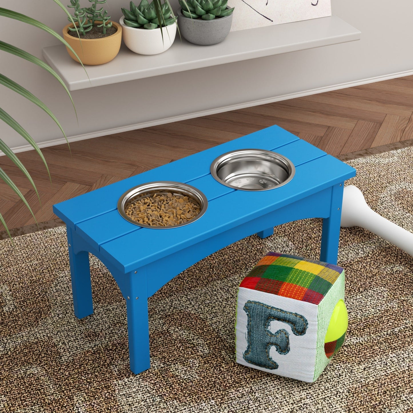 Polytrends Elevated Pet Feeder with Stainless Steel Bowls - N/A