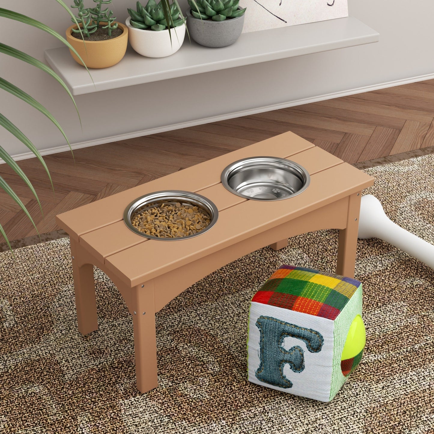 Polytrends Elevated Pet Feeder with Stainless Steel Bowls - N/A