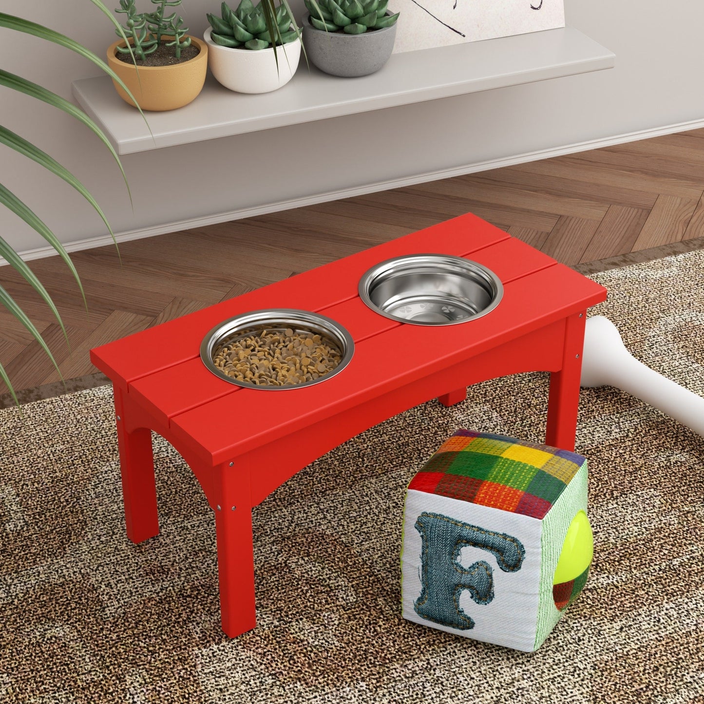 Polytrends Elevated Pet Feeder with Stainless Steel Bowls - N/A