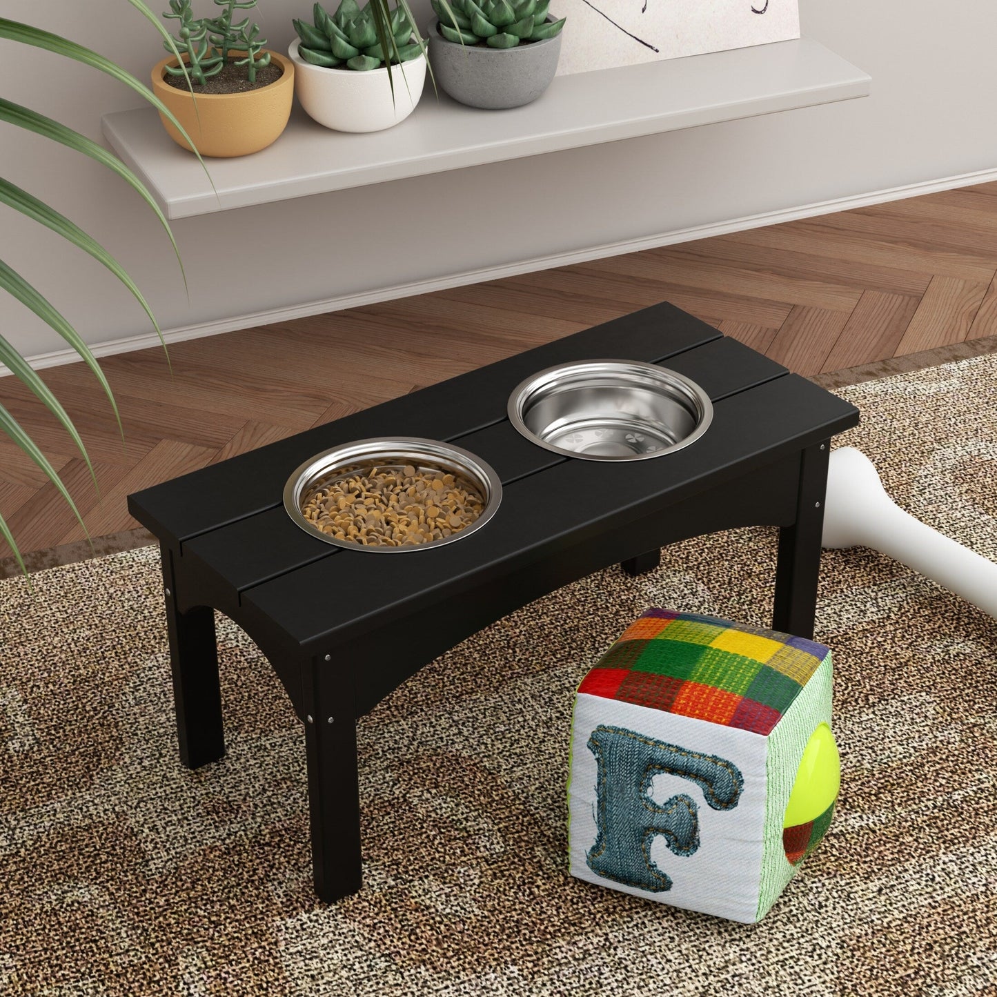 Polytrends Elevated Pet Feeder with Stainless Steel Bowls - N/A