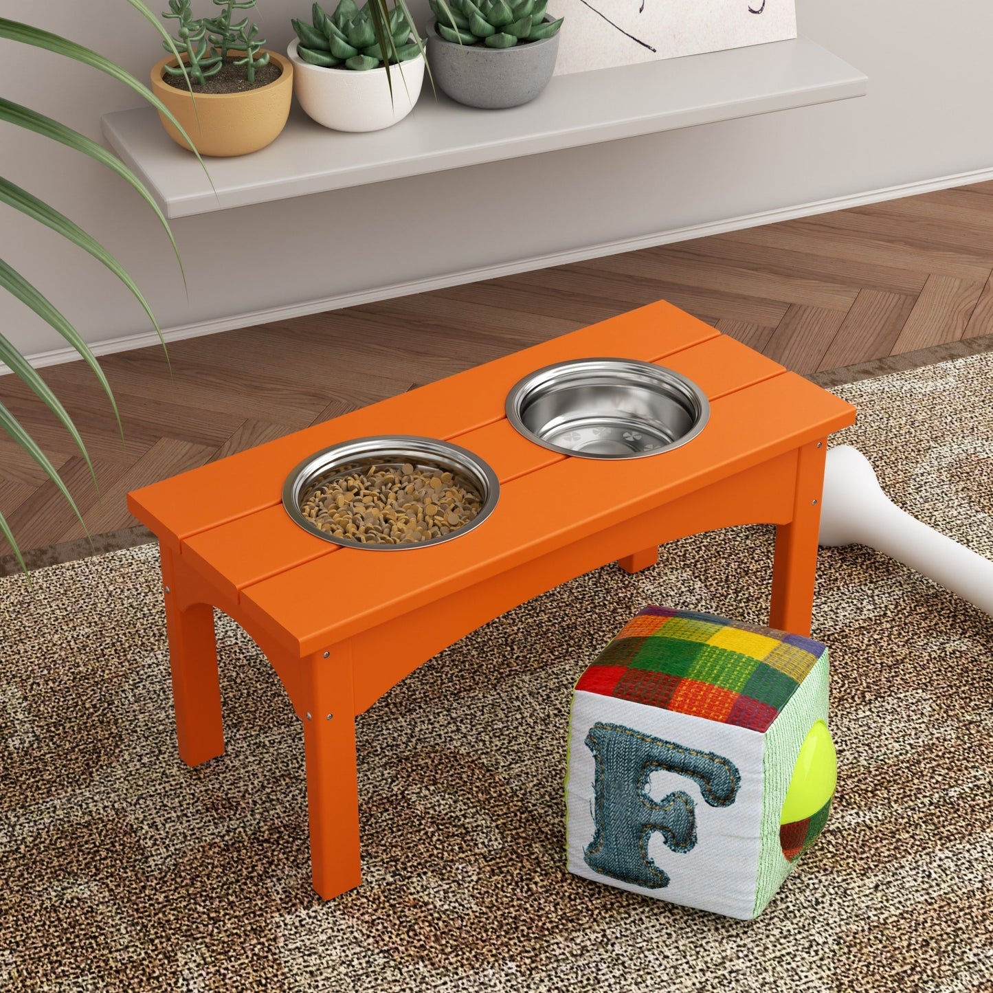 Polytrends Elevated Pet Feeder with Stainless Steel Bowls - N/A