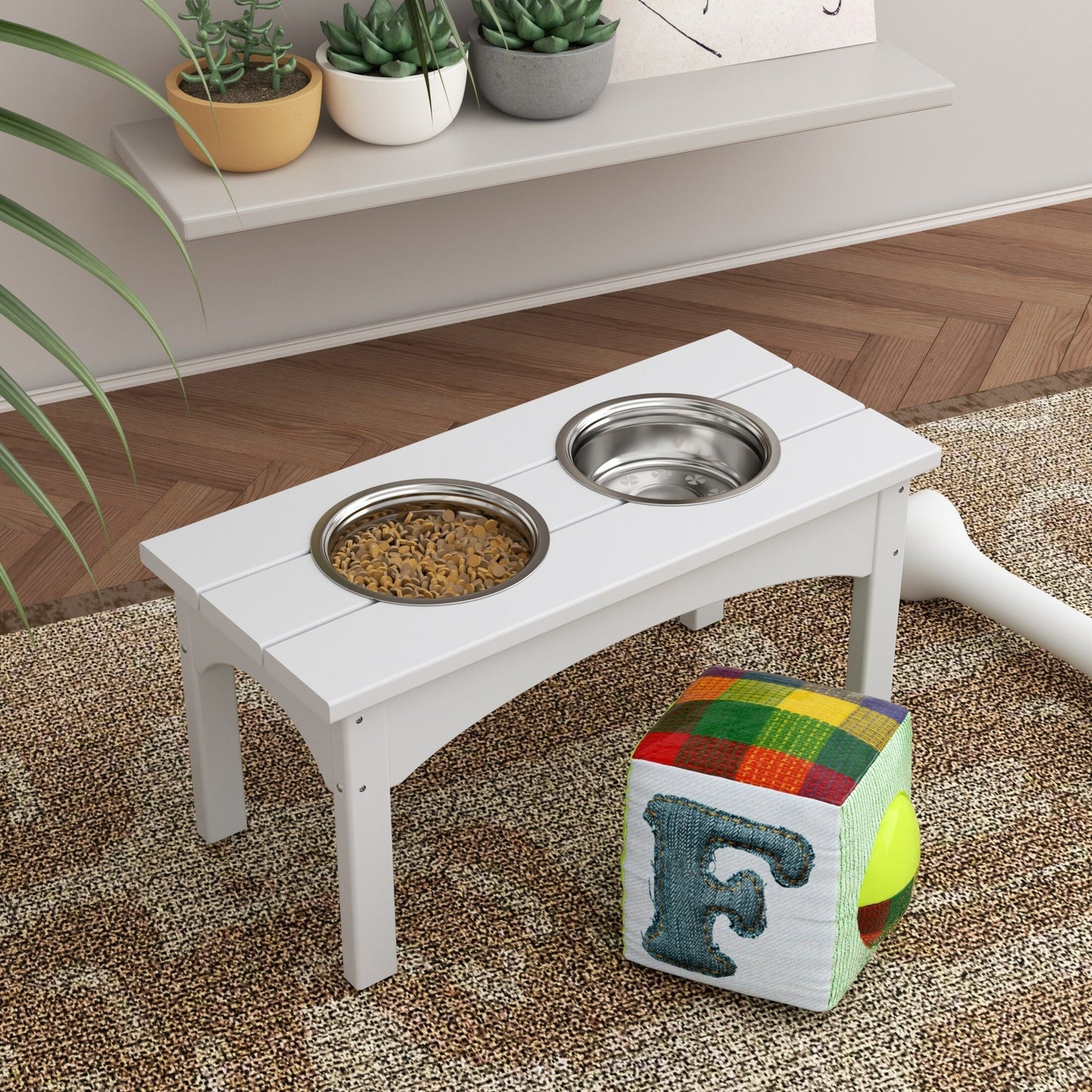 Polytrends Elevated Pet Feeder with Stainless Steel Bowls - N/A