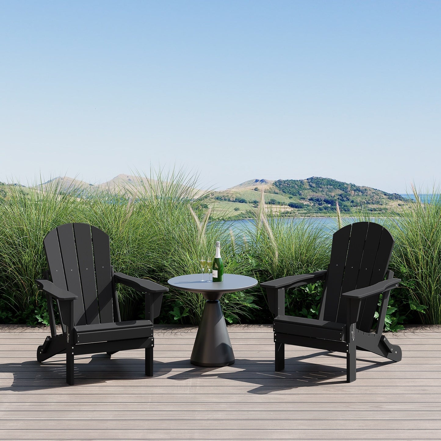 Polytrends Laguna Weather Resistant Outdoor Patio Folding Adirondack Chairs (Set of 2)