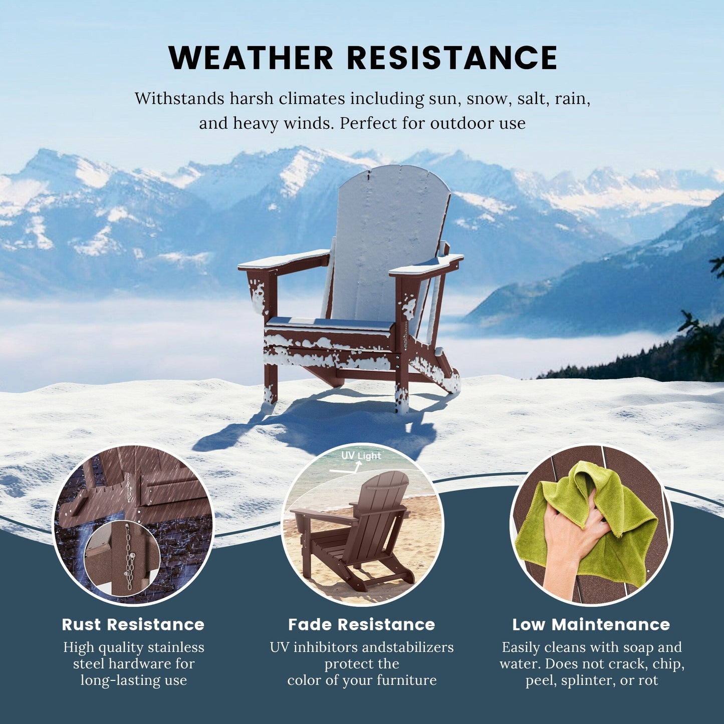 Polytrends Laguna Weather Resistant Outdoor Patio Folding Adirondack Chairs (Set of 2)