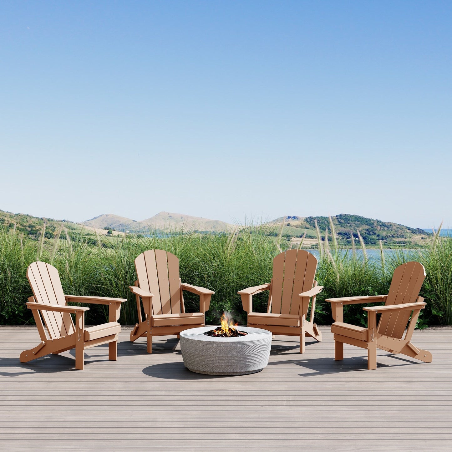 Polytrends Laguna Weather Resistant Outdoor Patio Folding Adirondack Chairs (Set of 4)