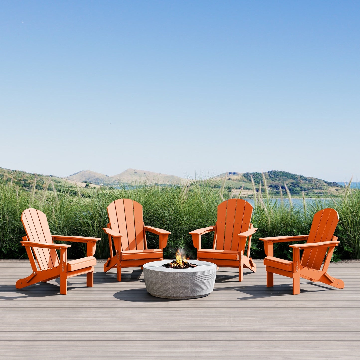 Polytrends Laguna Weather Resistant Outdoor Patio Folding Adirondack Chairs (Set of 4)