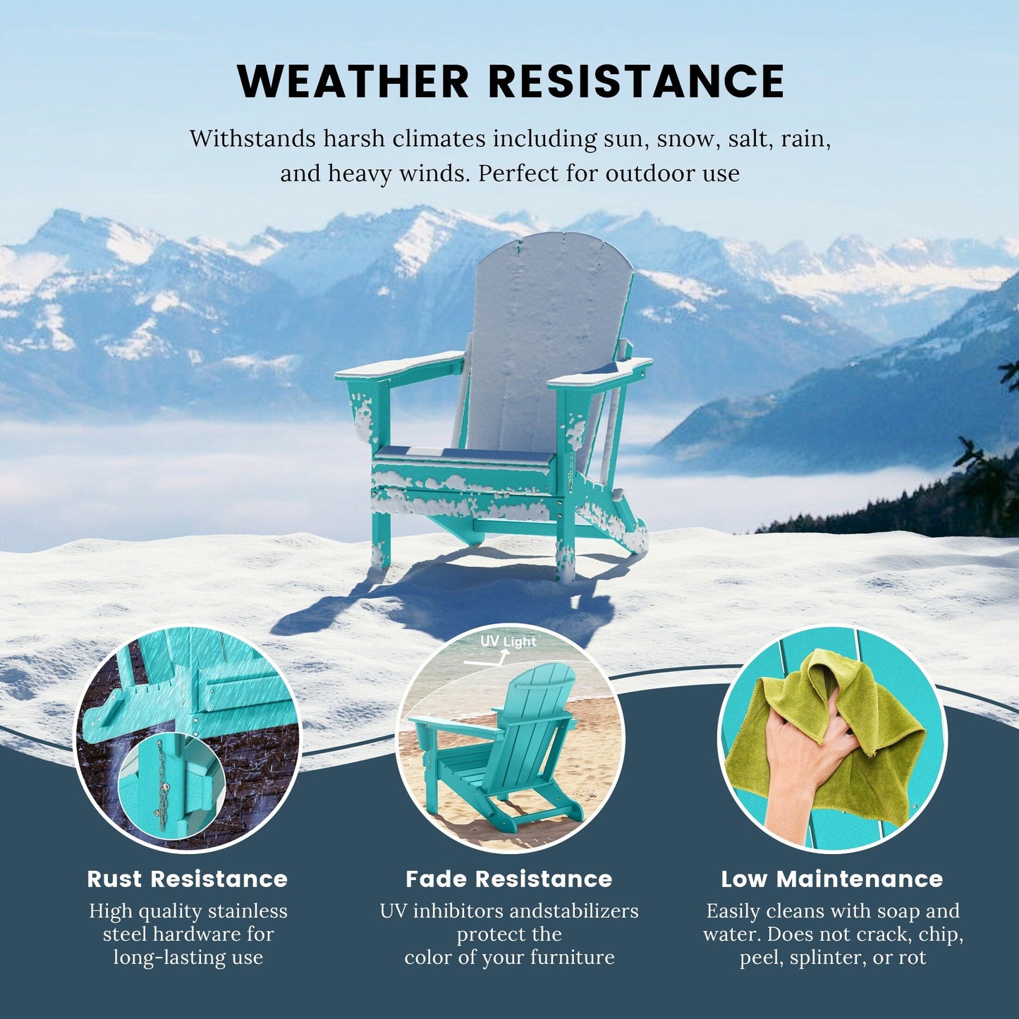 Polytrends Laguna Weather Resistant Outdoor Patio Folding Adirondack Chairs (Set of 4)