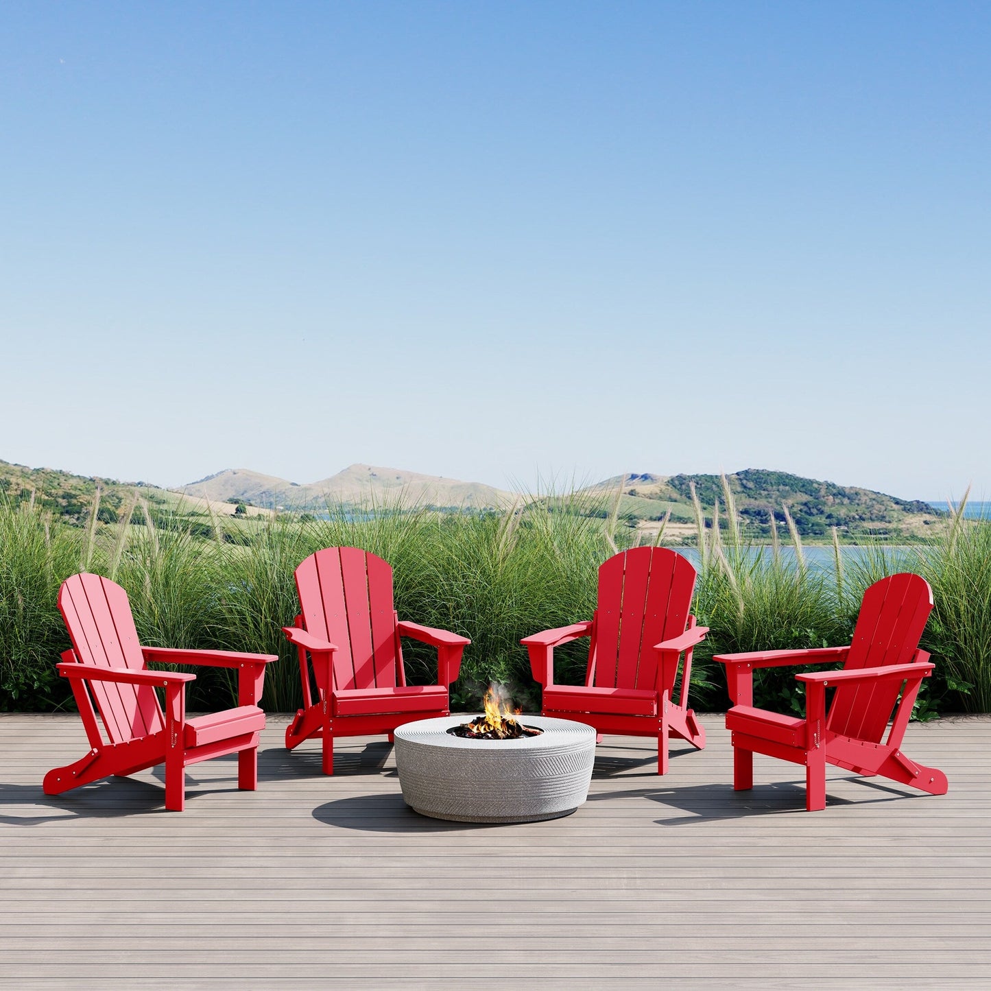 Polytrends Laguna Weather Resistant Outdoor Patio Folding Adirondack Chairs (Set of 4)
