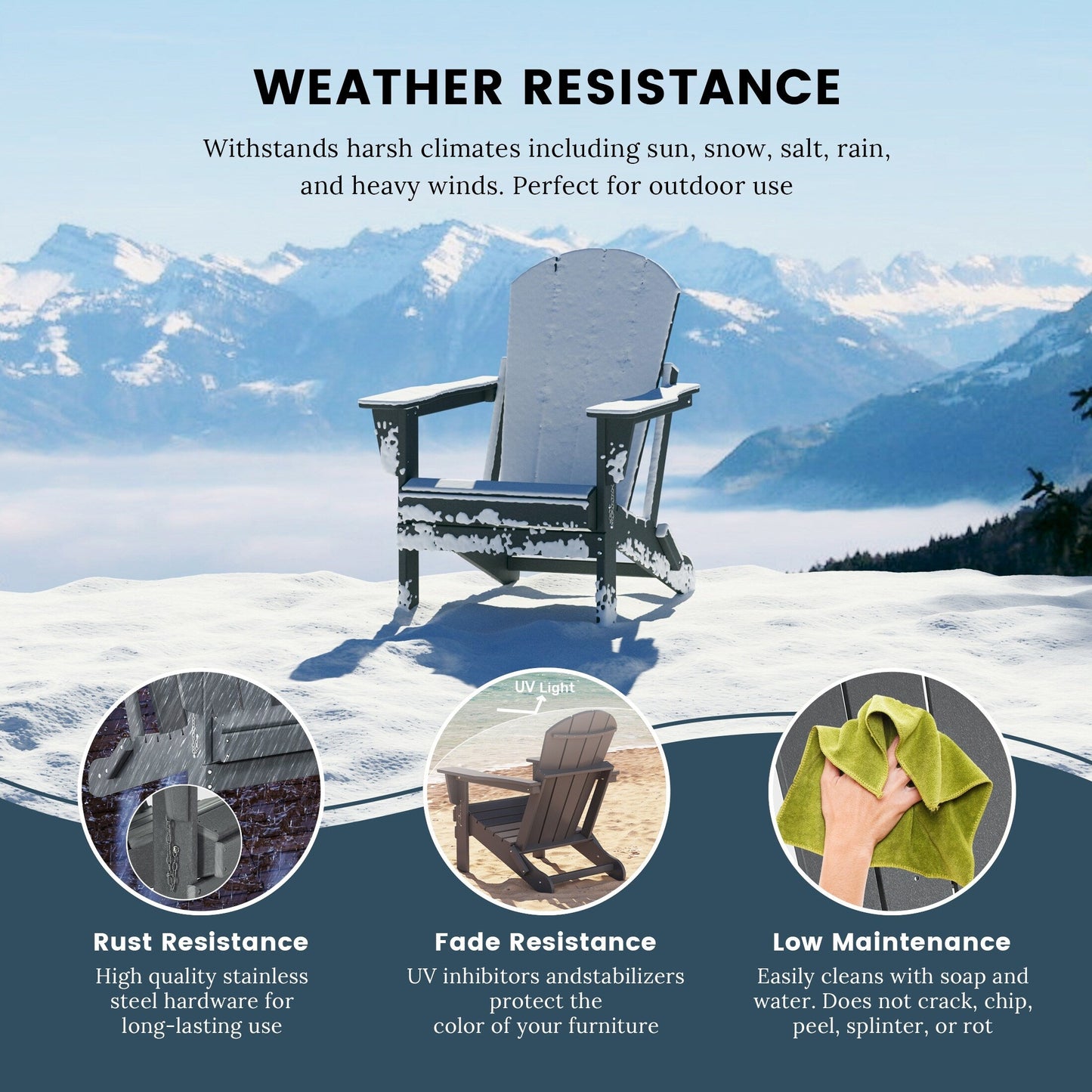 Polytrends Laguna Weather Resistant Outdoor Patio Folding Adirondack Chairs (Set of 4)