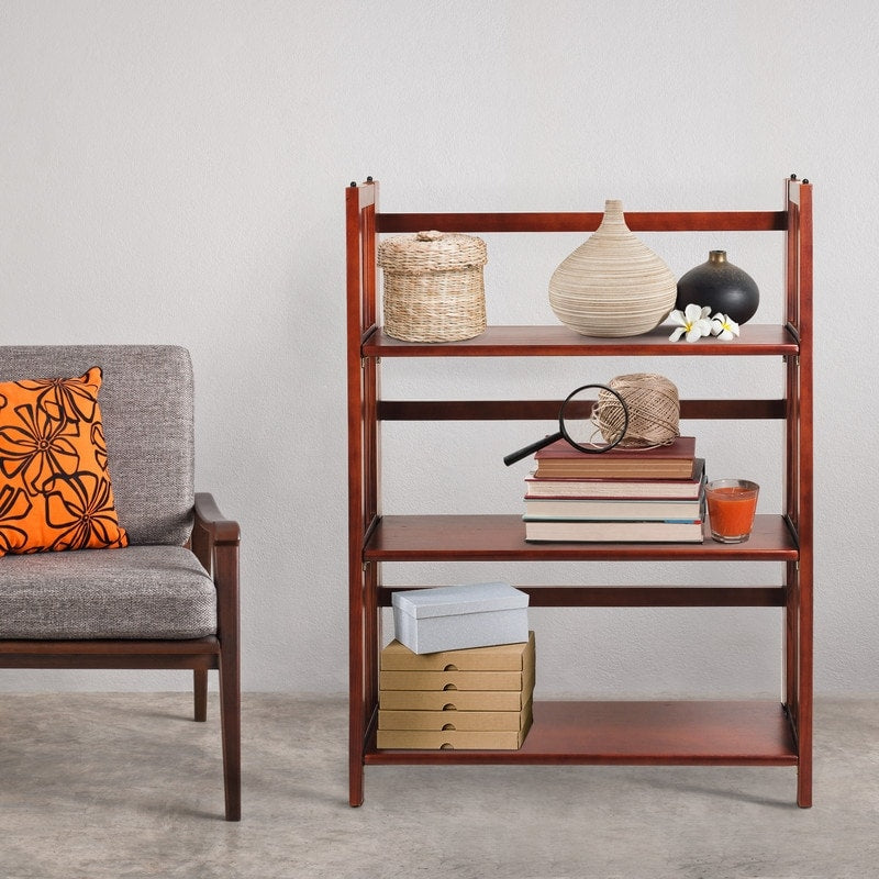 Porch & Den Edgemont 100% Solid Wood Folding Stackable 27.5-inch Bookcase