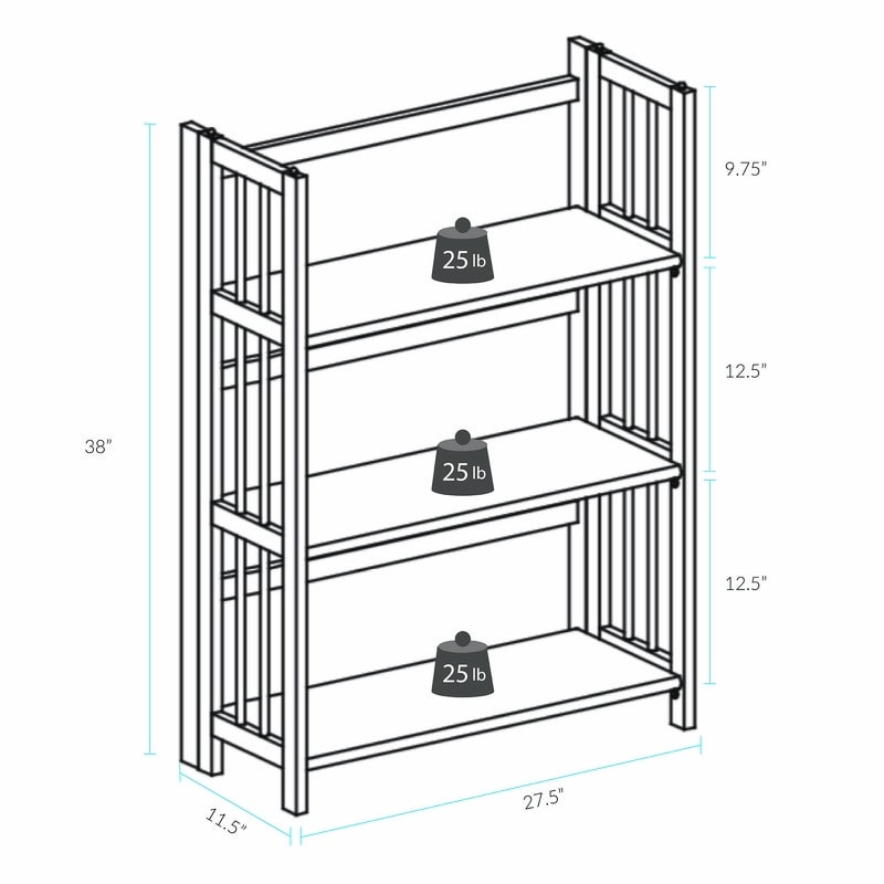 Porch & Den Edgemont 100% Solid Wood Folding Stackable 27.5-inch Bookcase