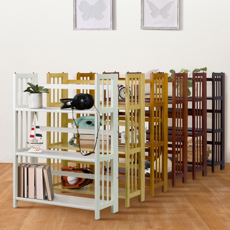 Porch & Den Edgemont 100% Solid Wood Folding Stackable 27.5-inch Bookcase