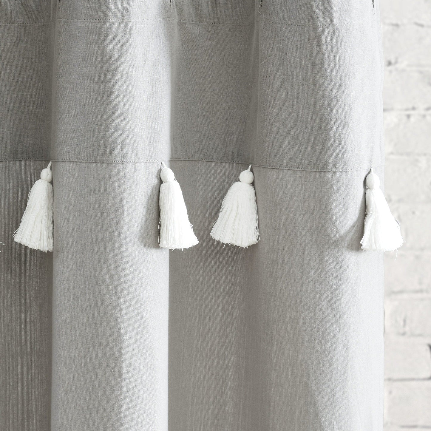 Porch & Den Onassis Modern Stripe Tassel Shower Curtain
