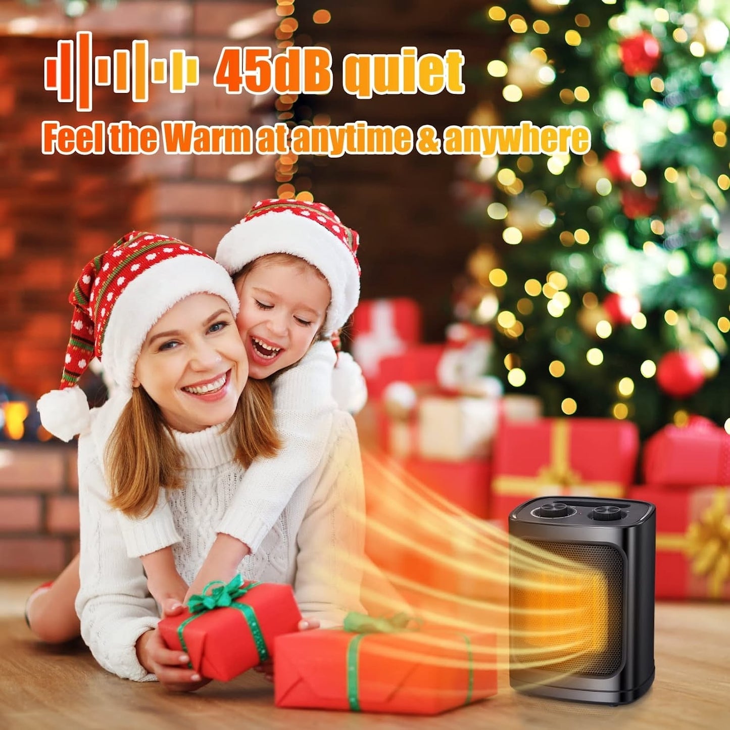 Portable Electric Heater Ceramic Fan Small Mini Heaters Indoor Use ETL Certified 3 Modes Thermostat - 7.28D x 6.5W x 9.65H