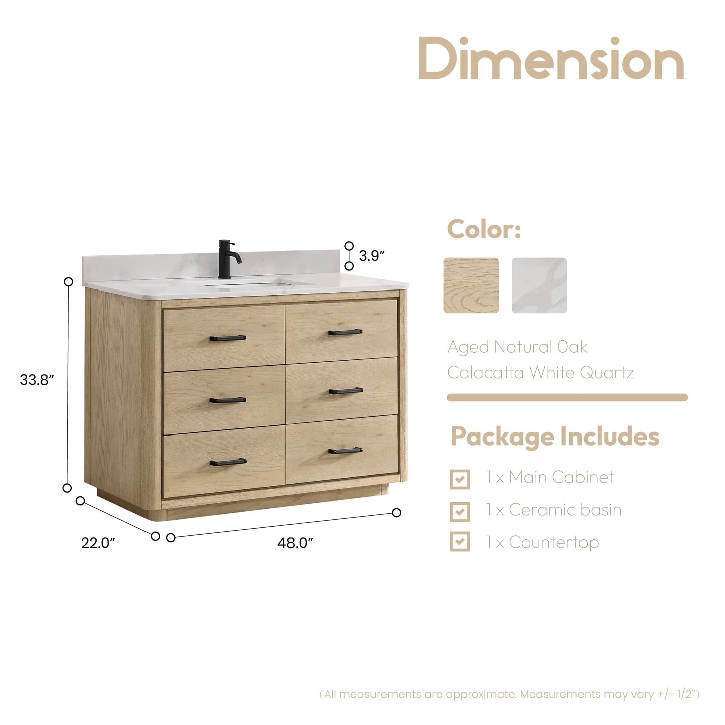Porto Bath Vanity with White Quartz Stone Top without Mirror