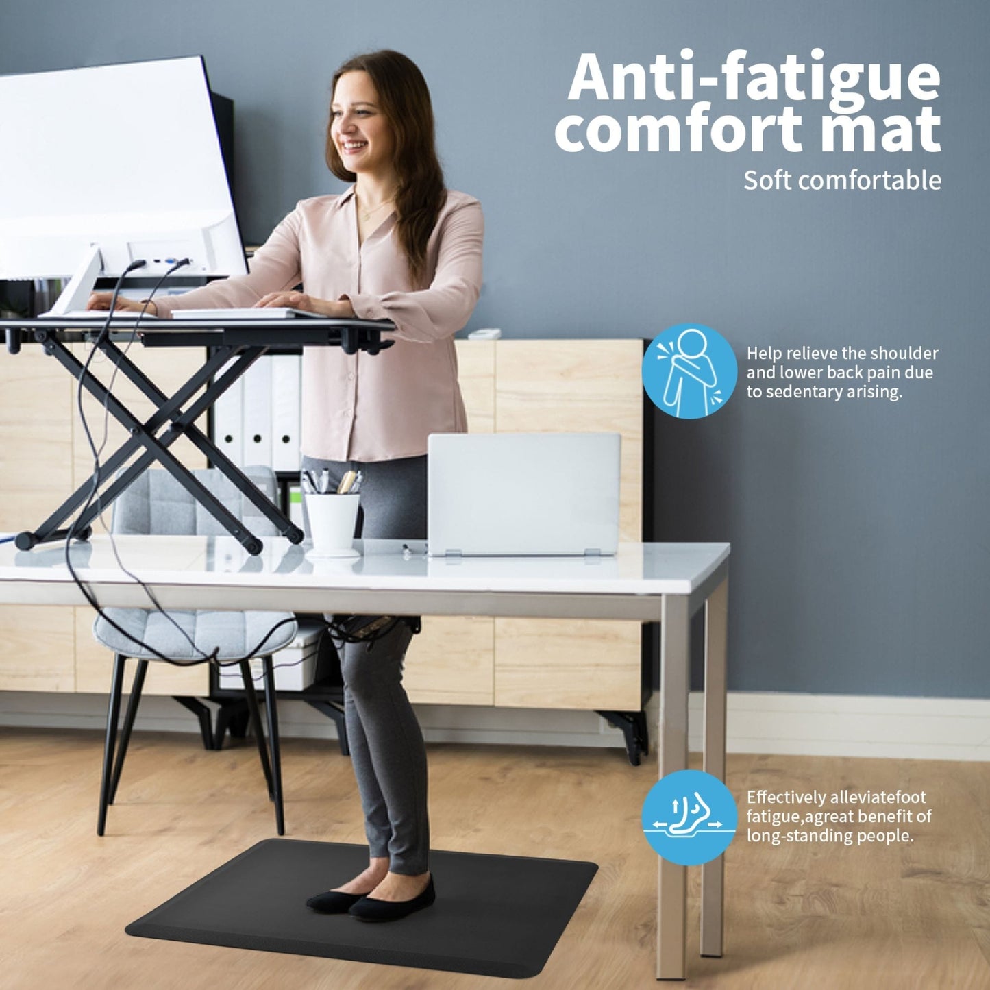 Anti-Fatigue Comfort Mat Non-Slip&All-Purpose Comfort-for Kitchen Office Standing Desk