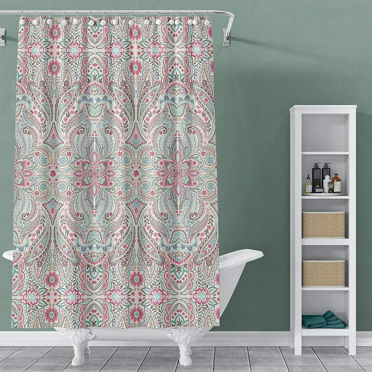 Printed Canvas Shower Curtain Polyester Bathroom Decor Beautiful Colorful Design 70 x 70