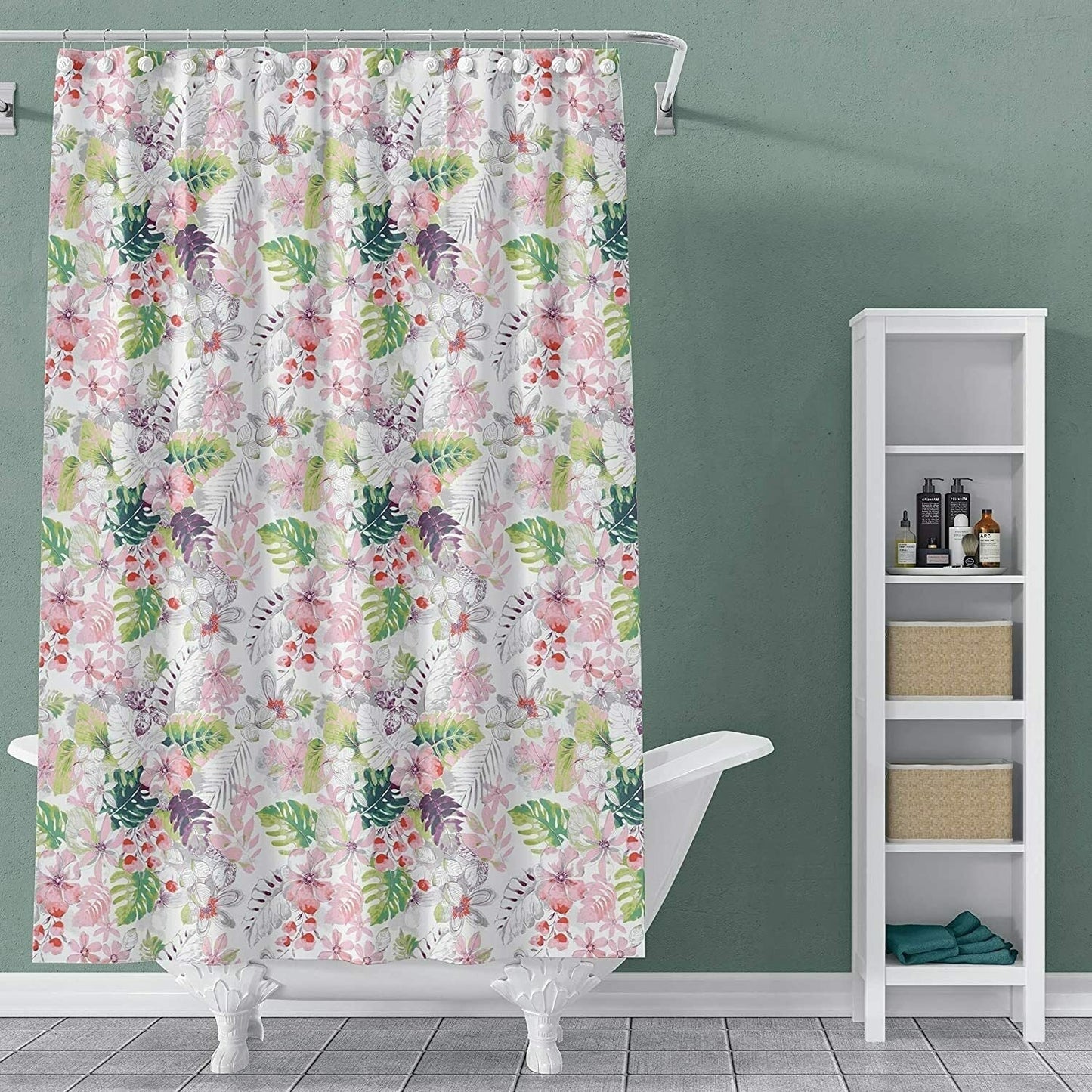 Printed Canvas Shower Curtain Polyester Bathroom Decor Beautiful Colorful Design 70 x 70