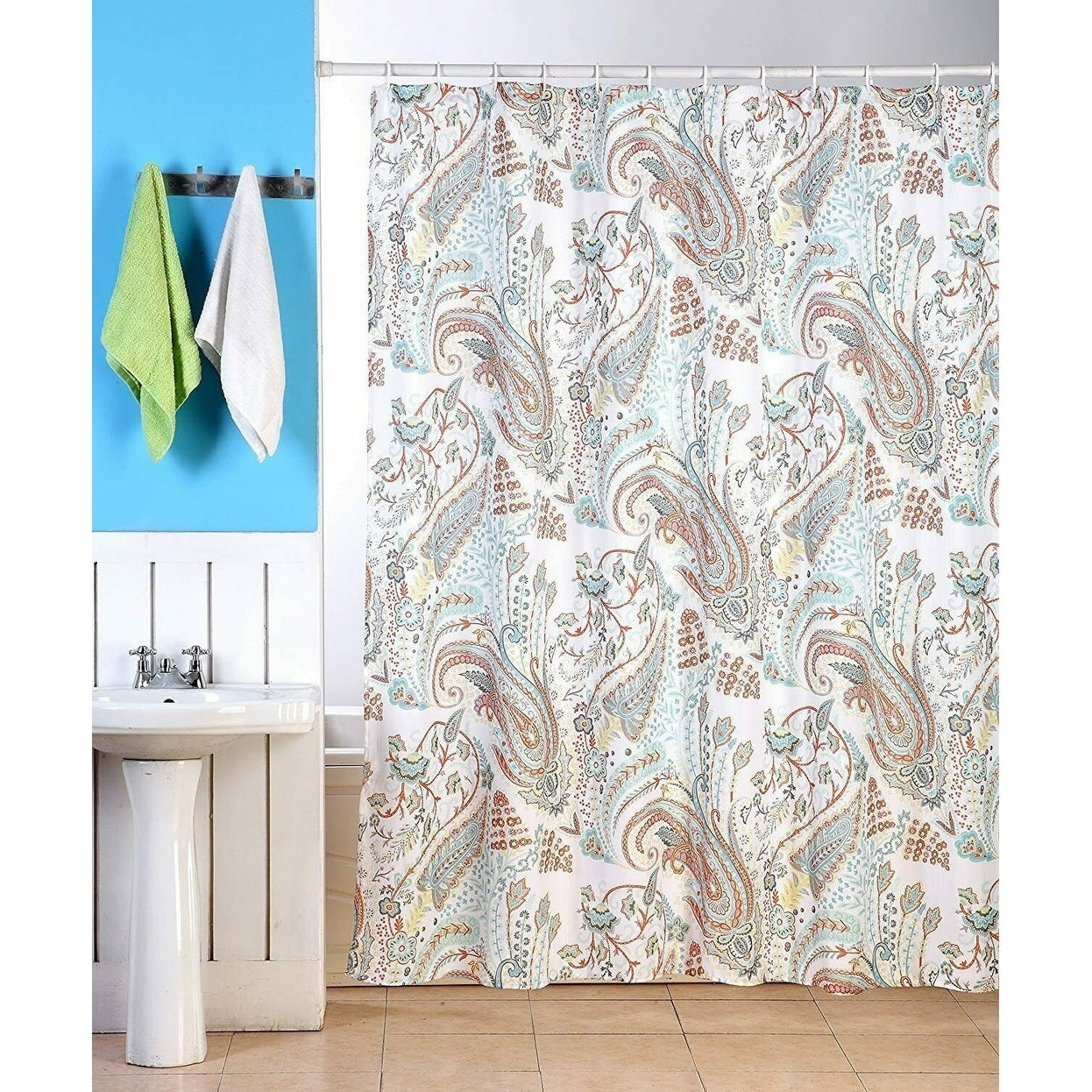 Printed Canvas Shower Curtain Polyester Bathroom Decor Beautiful Colorful Design 70 x 70