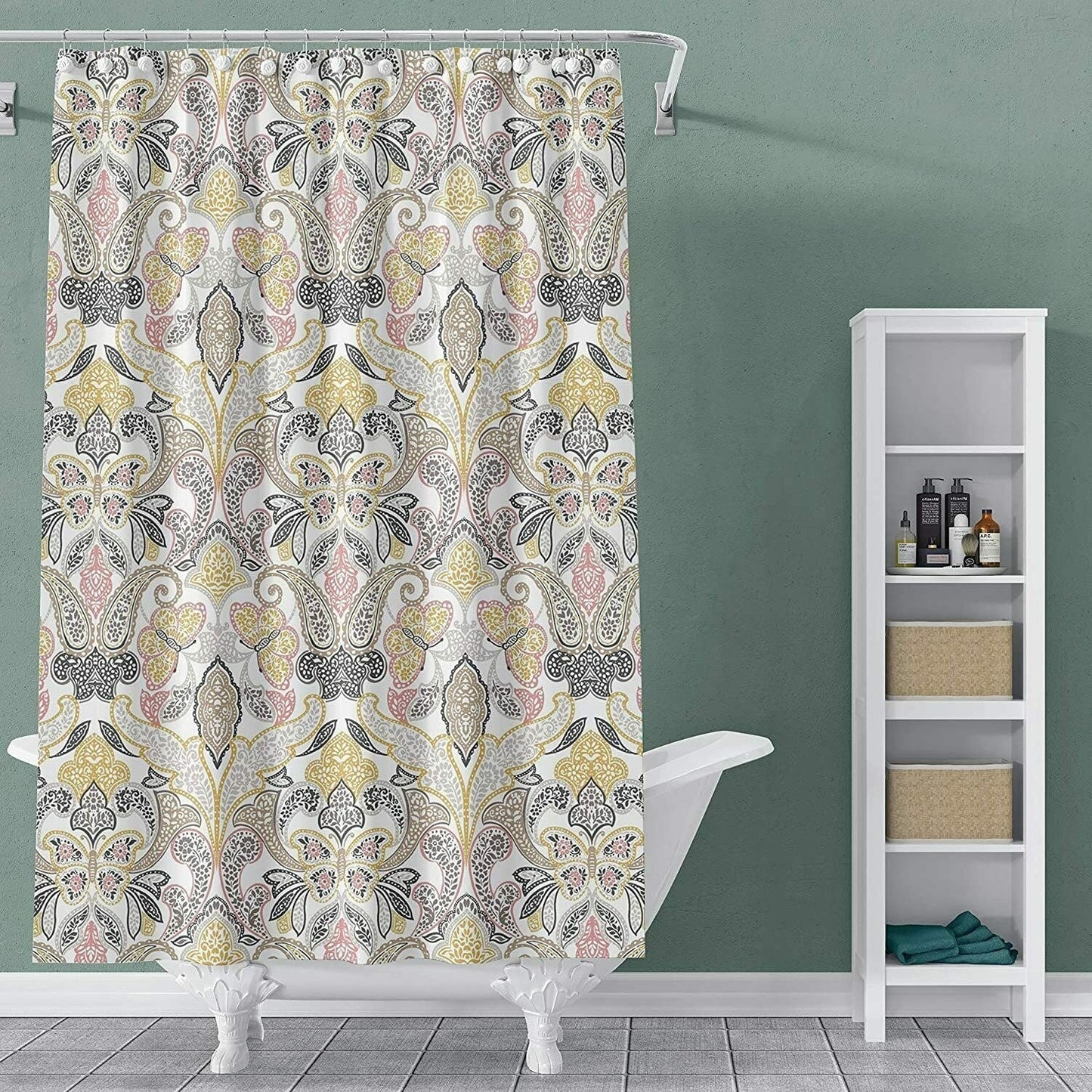 Printed Canvas Shower Curtain Polyester Bathroom Decor Beautiful Colorful Design 70 x 70