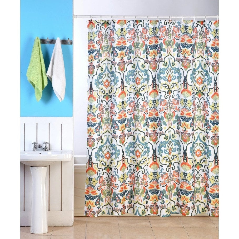 Printed Canvas Shower Curtain Polyester Bathroom Decor Beautiful Colorful Design 70 x 70