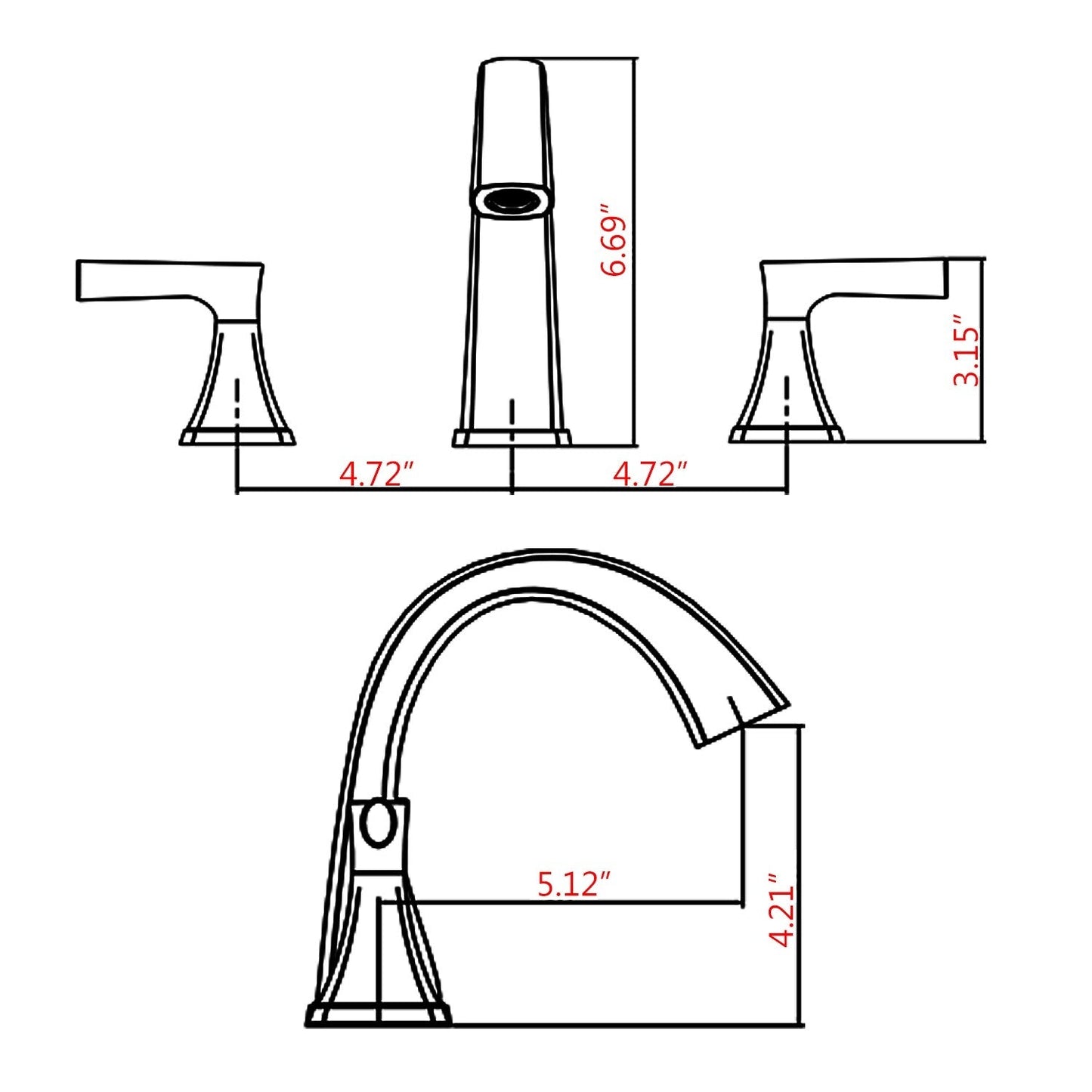 Proox 8 Widespread Bathroom SpotShield Basin Faucet w/ Drain Assembly