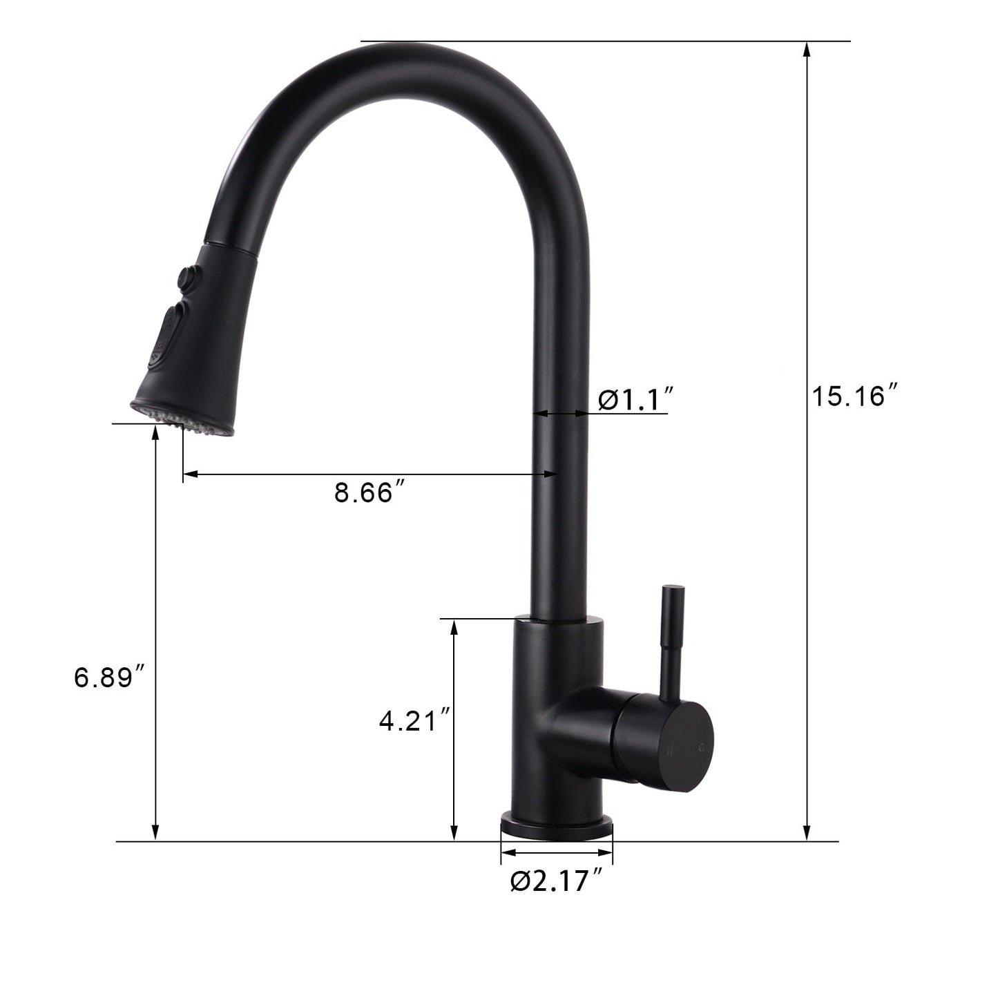 Proox Commercial Single Handle Pull Down Sprayer Kitchen Sink Faucet with Soap Dispenser