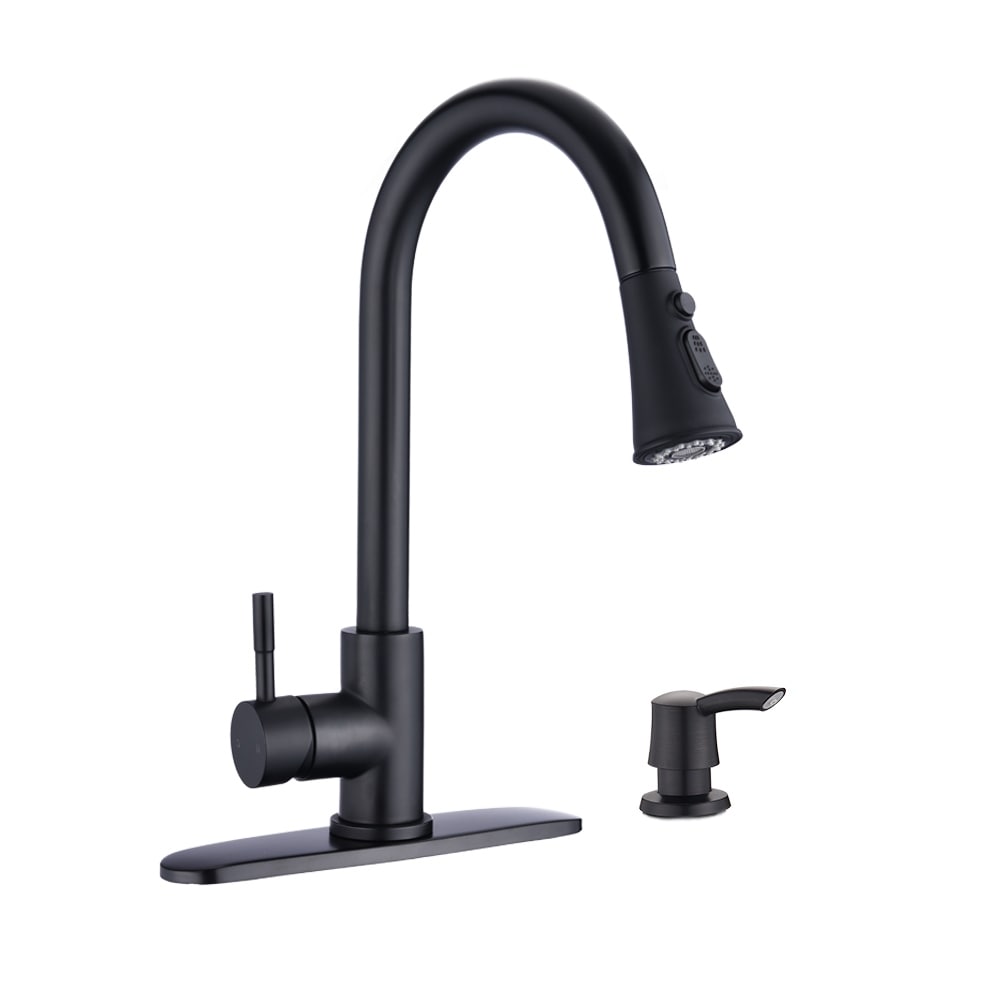 Proox Commercial Single Handle Pull Down Sprayer Kitchen Sink Faucet with Soap Dispenser