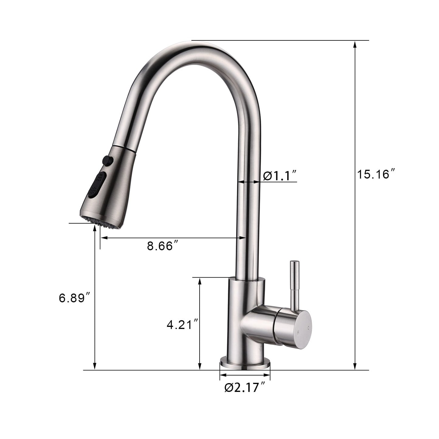 Proox Commercial Single Handle Pull Down Sprayer Kitchen Sink Faucet with Soap Dispenser
