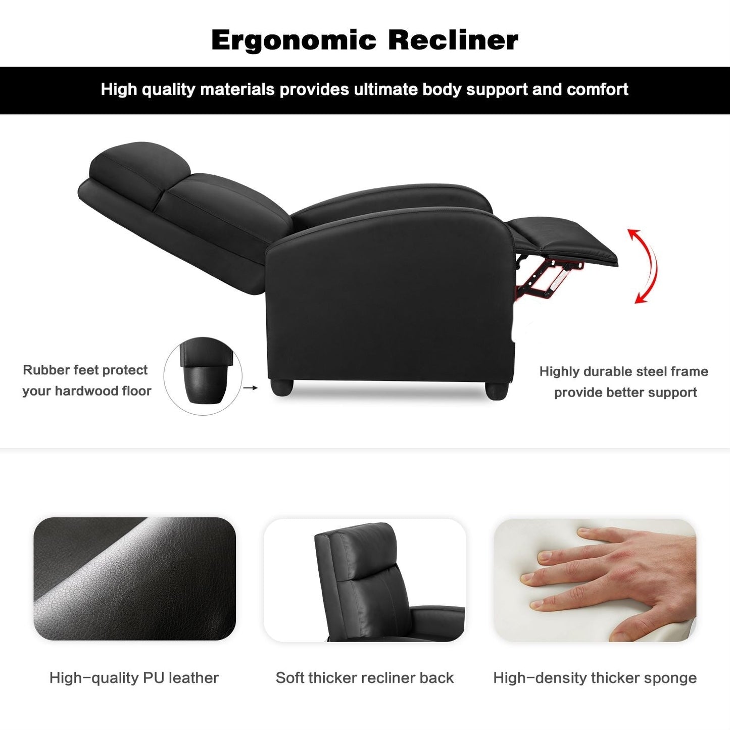 Fauteuil inclinable Homall en cuir synthétique pour salon