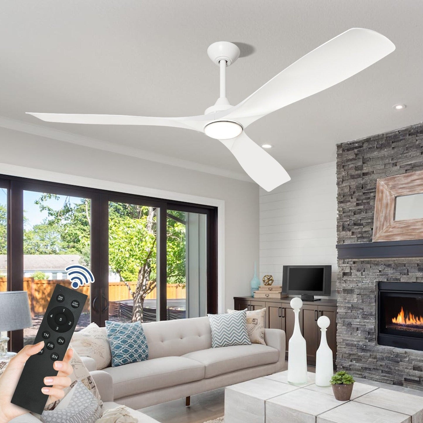 Remote Ceiling Fan with Lights Flush Mount