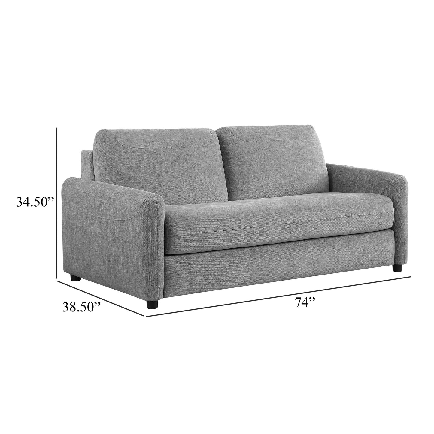 Canapé-lit Rilia avec matelas Queen, tissu gris classique, 188 cm