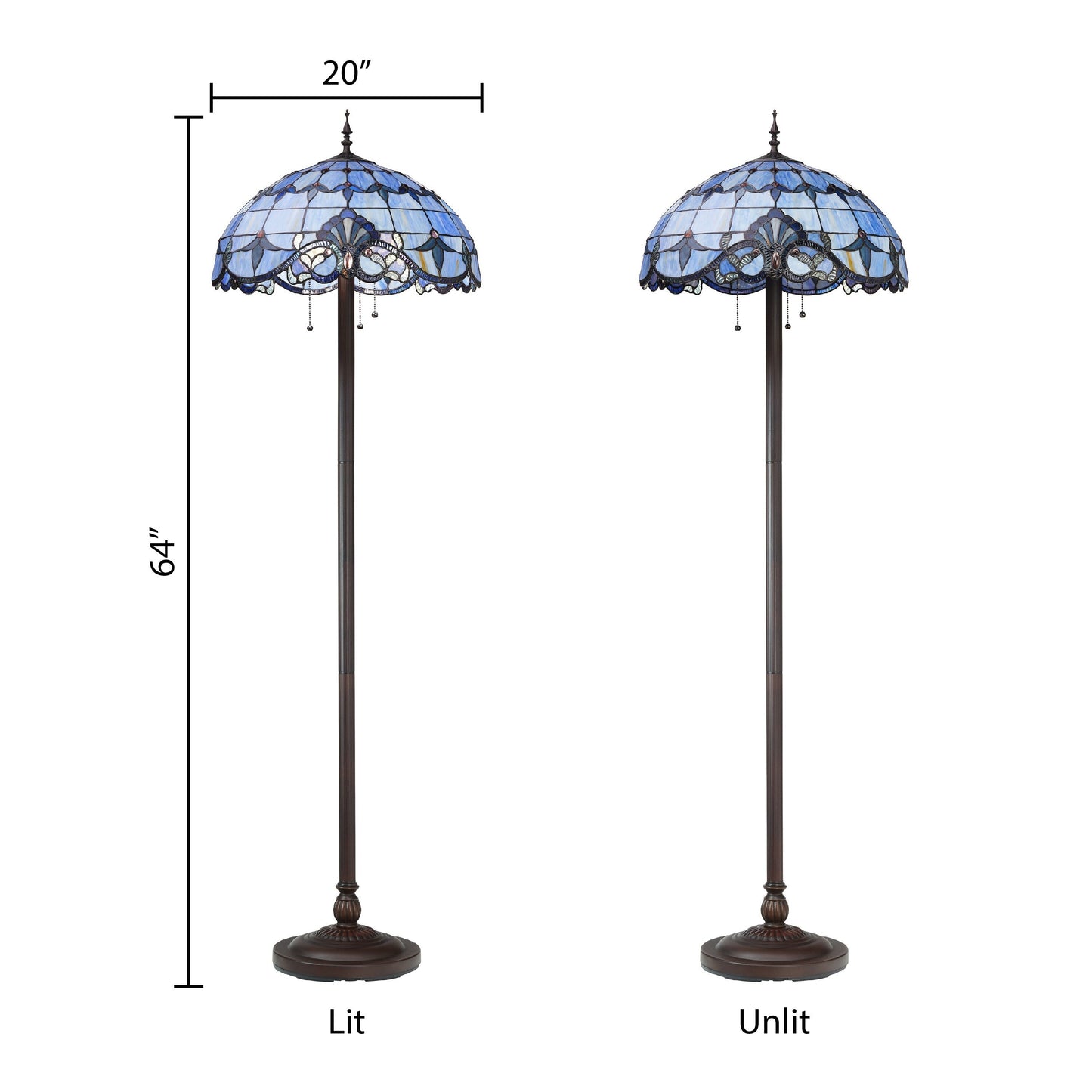 River of Goods Allistar Stained Glass and Resin 3-light 64-inch High Downlight Floor Lamp - 20L x 20W x 64H