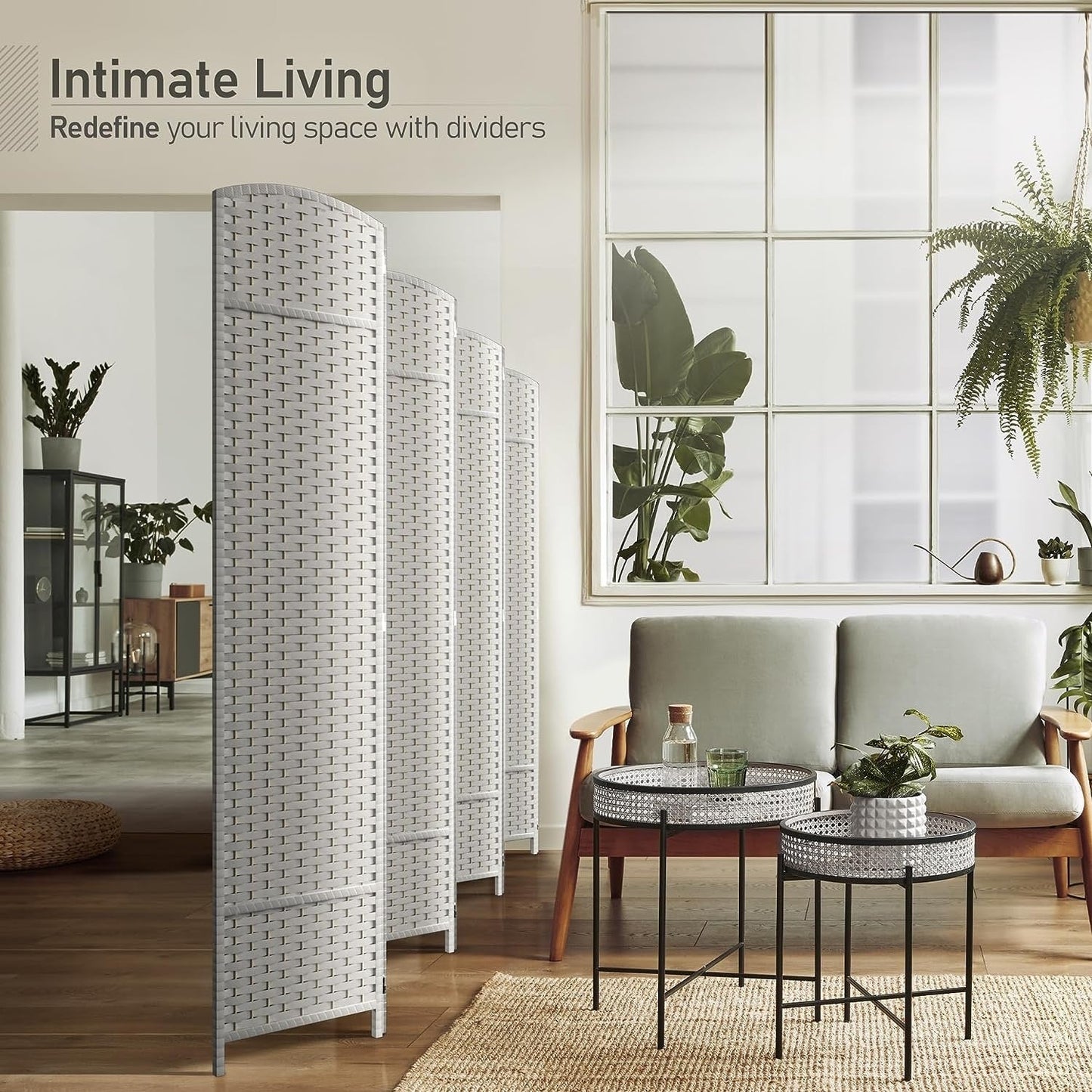 Room Divider Folding Privacy Screen Tall Partition Foldable Wall 8 Panel - 96” L x 19.50” W x 69” H