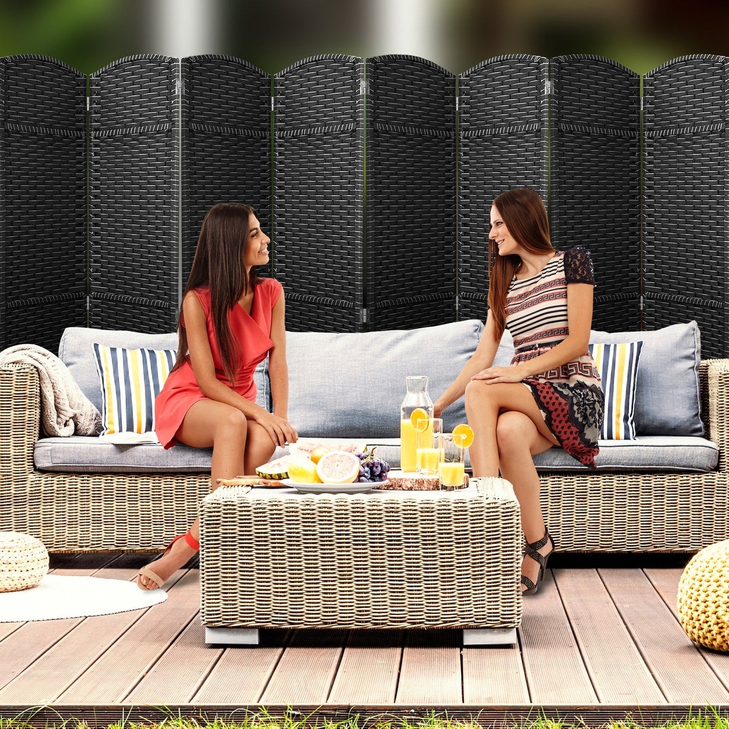 Room Divider Folding Privacy Screen Tall Partition Foldable Wall 8 Panel - 96” L x 19.50” W x 69” H