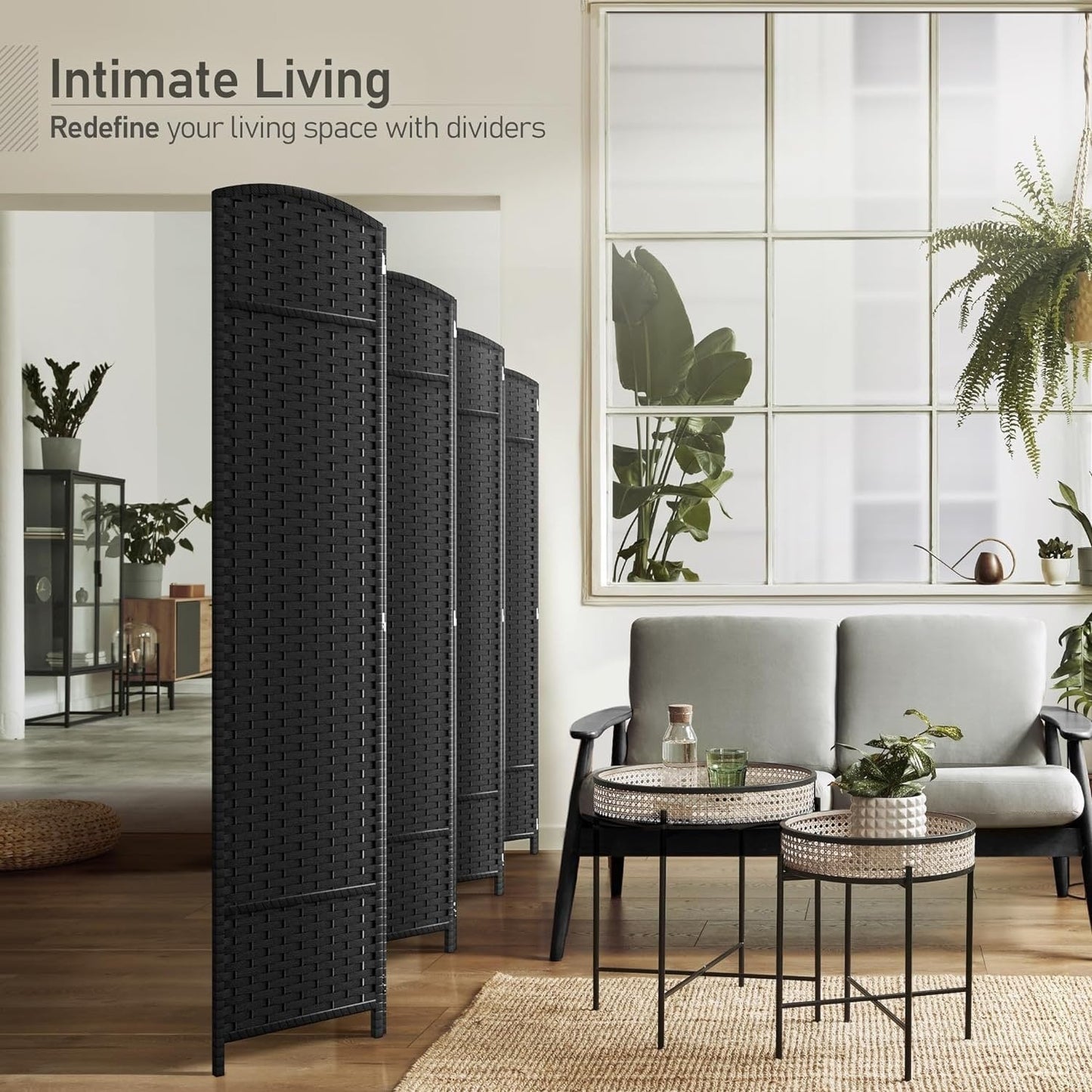 Room Divider Folding Privacy Screen Tall Partition Foldable Wall 8 Panel - 96” L x 19.50” W x 69” H