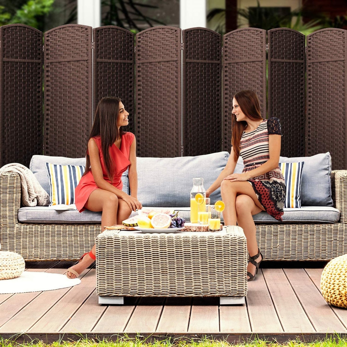 Room Divider Folding Privacy Screen Tall Partition Foldable Wall 8 Panel - 96” L x 19.50” W x 69” H