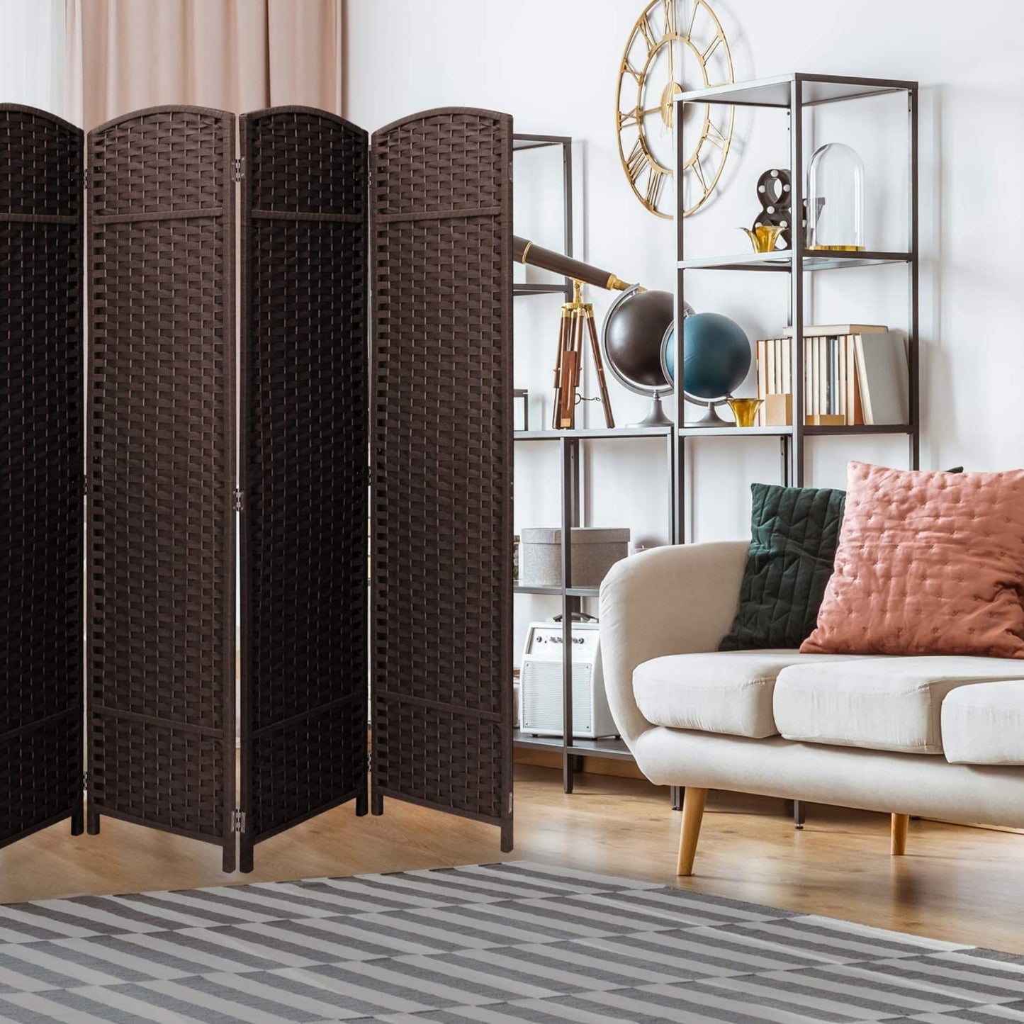 Room Divider Folding Privacy Screen Tall Partition Foldable Wall 8 Panel - 96” L x 19.50” W x 69” H
