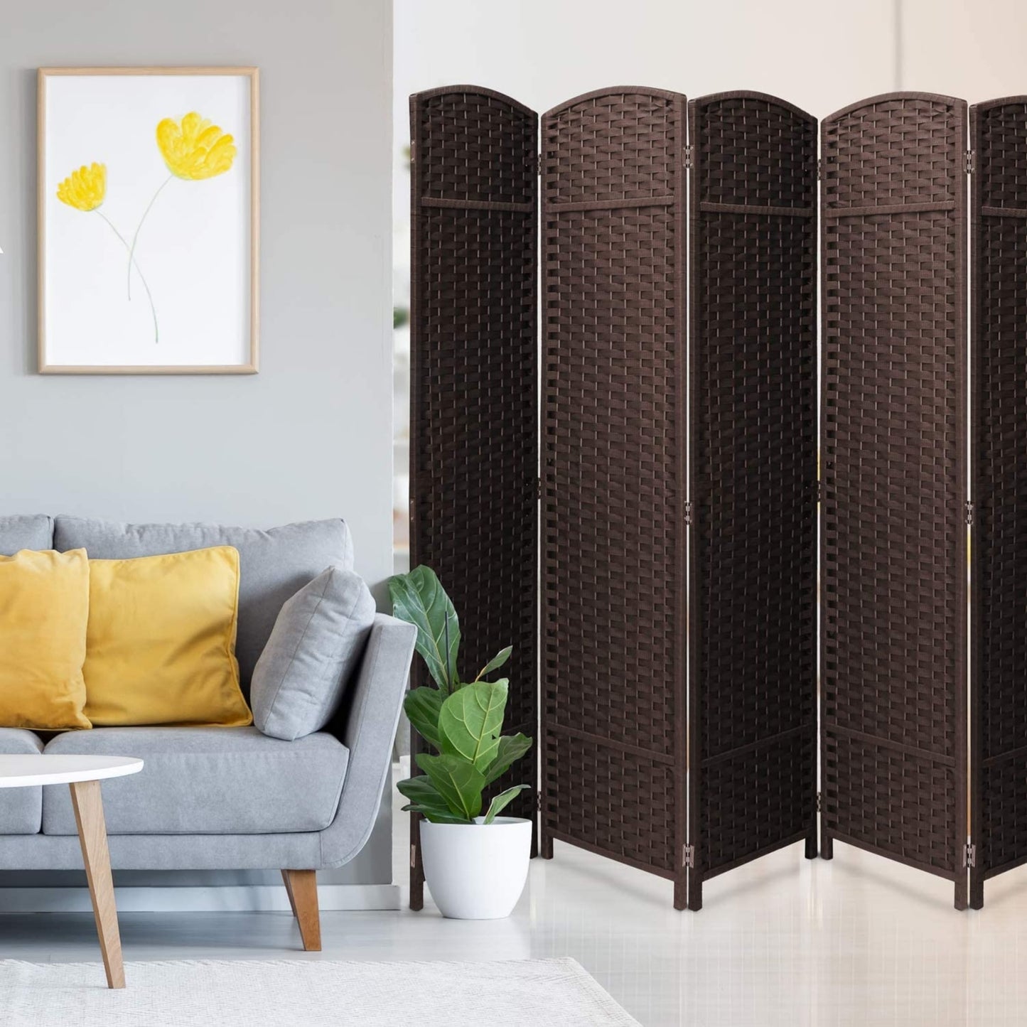 Room Divider Folding Privacy Screen Tall Partition Foldable Wall 8 Panel - 96” L x 19.50” W x 69” H