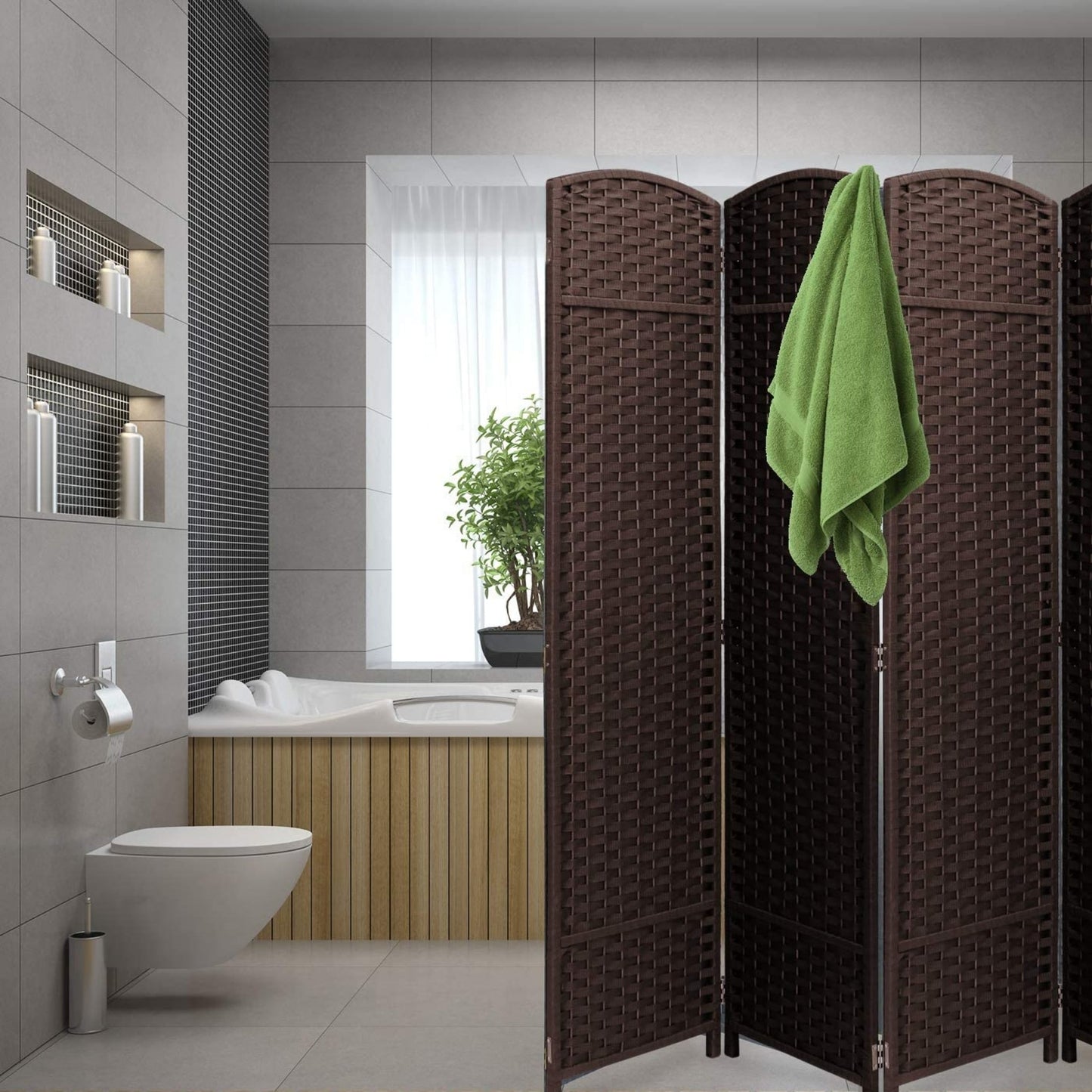 Room Divider Folding Privacy Screen Tall Partition Foldable Wall 8 Panel - 96” L x 19.50” W x 69” H