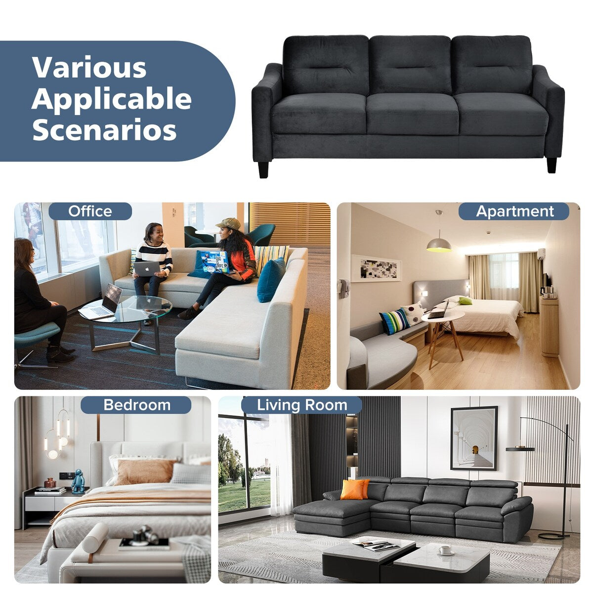 Ensemble canapé sectionnel confortable Roomfitters pour salon, chambre et bureau | Mobilier pour petits espaces
