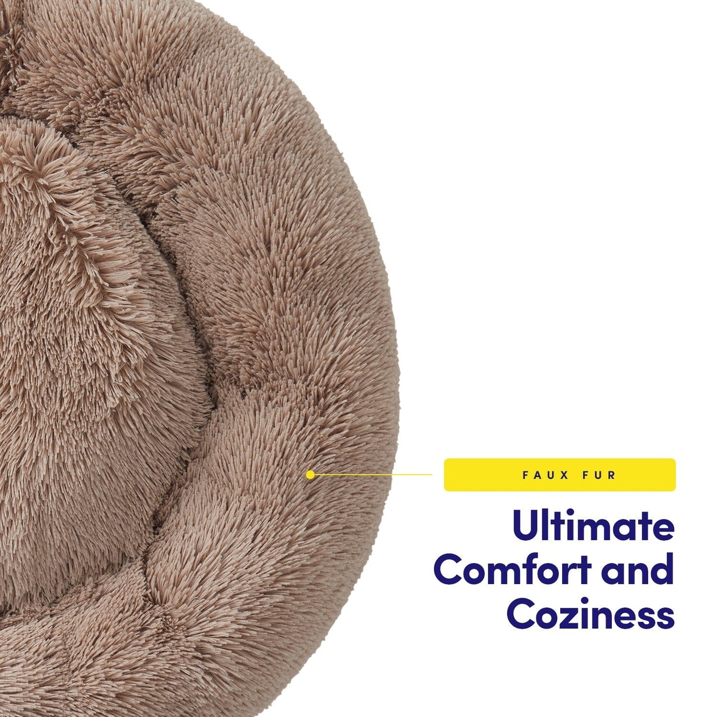 Round Calming Soft Warm Shaggy Plush Faux Fur Donut Pet Dog Cat Sleeping Bed